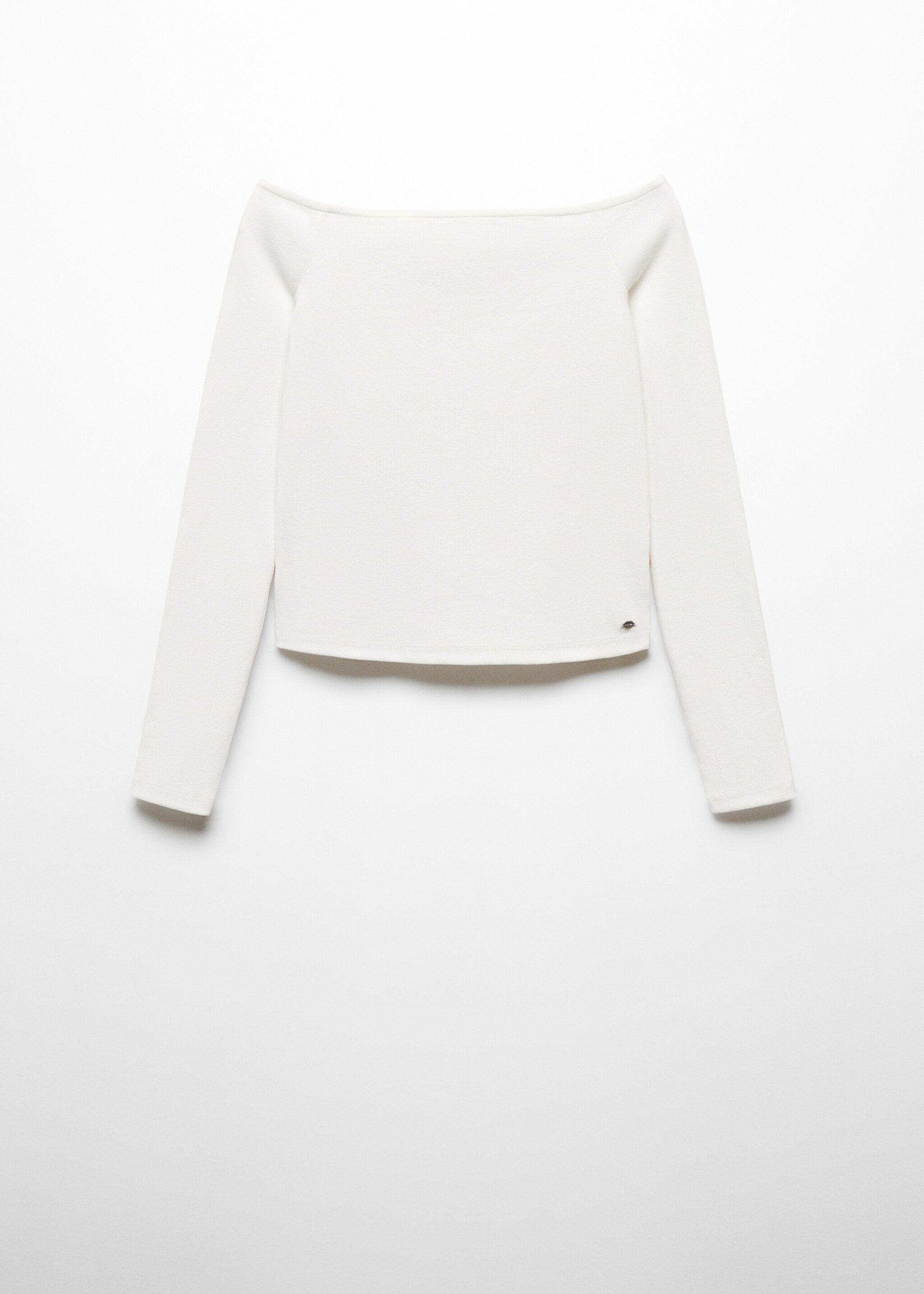 Ribbed off-the-shoulder t-shirt - Article without model, White. Ref: 67042911-00.