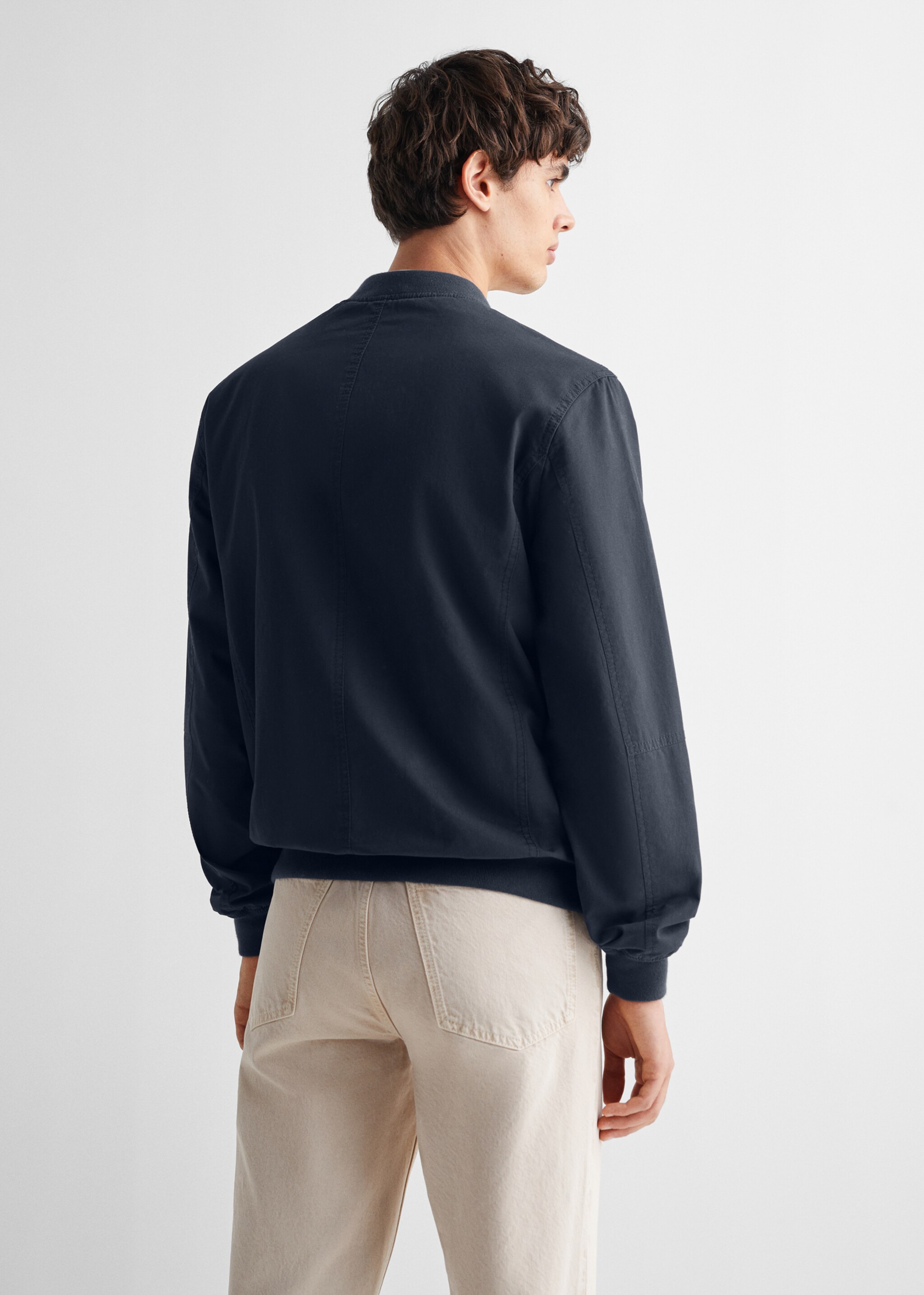 Cotton bomber jacket - Reverse of the article, Blue. Ref: 67042919-00.