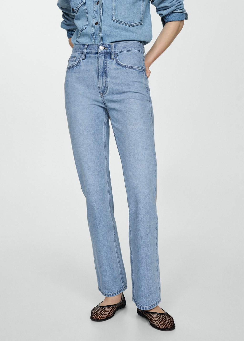 【送料&関税込】ChloAC Straight Leg Denim Jeans Straight Low Jeans - Black/coated - Ladies | H&M US