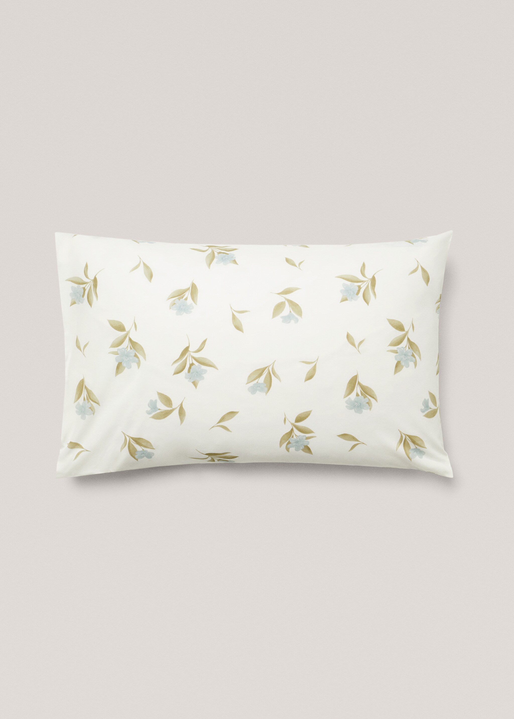 Cotton pillowcase with flowers 50x75cm - Article without model, Blue. Ref: 67044022-00.