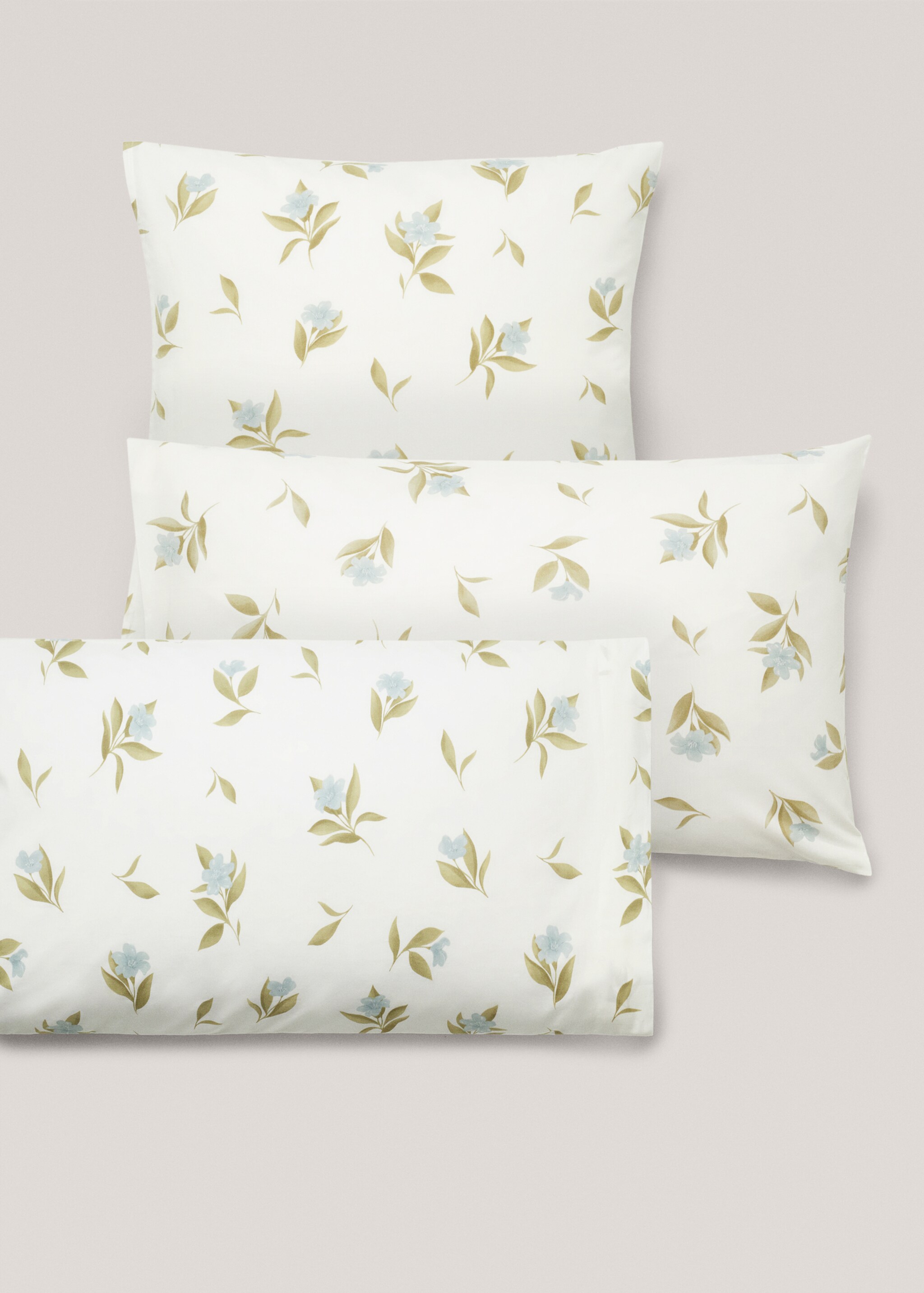 Cotton pillowcase with flowers 50x75cm - Details of the article 4, Blue. Ref: 67044022-00.