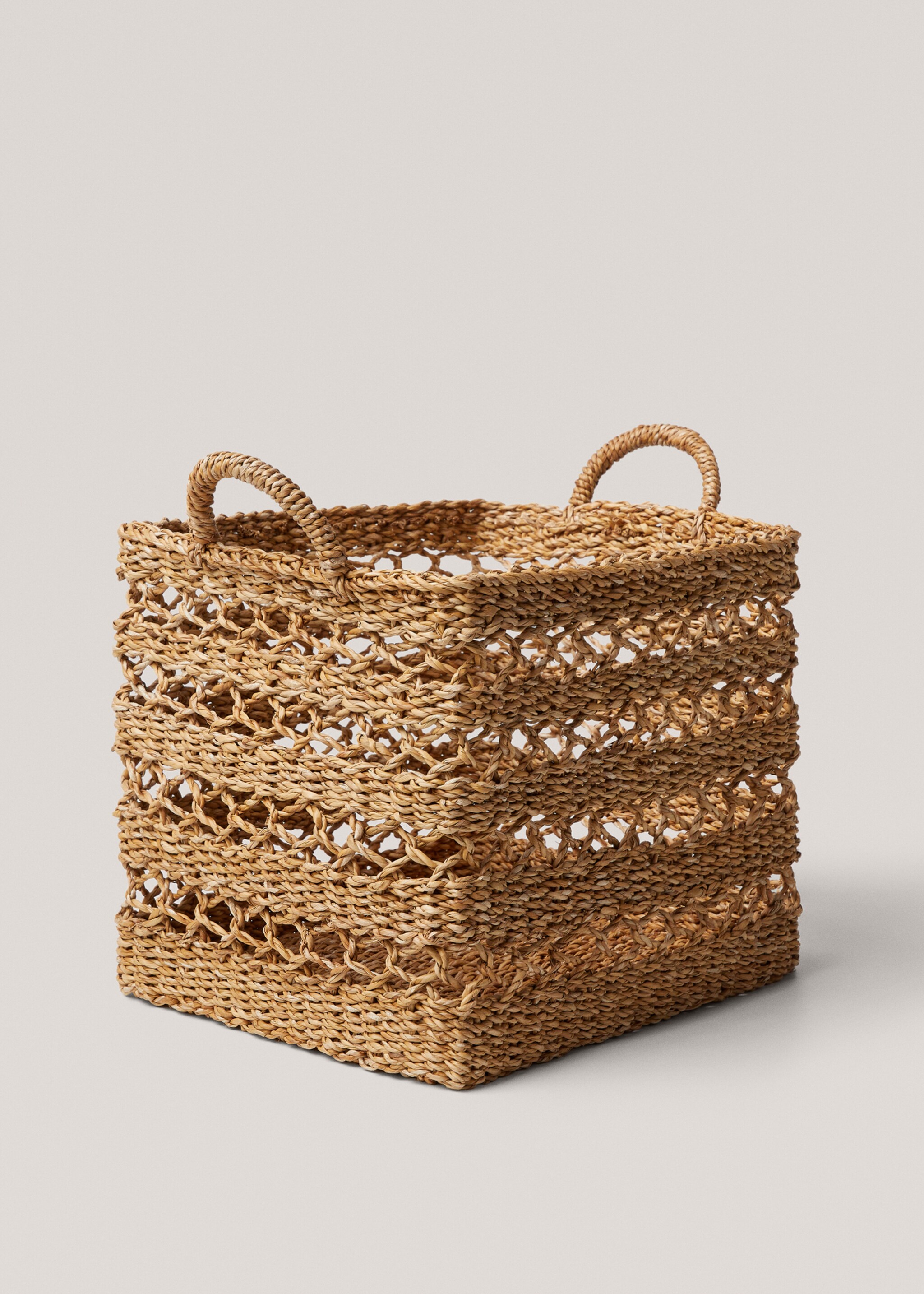 Cesta fibras naturales asas 40x32cm - Detalle del artículo 1, Marrón. Ref: 67044042-00.