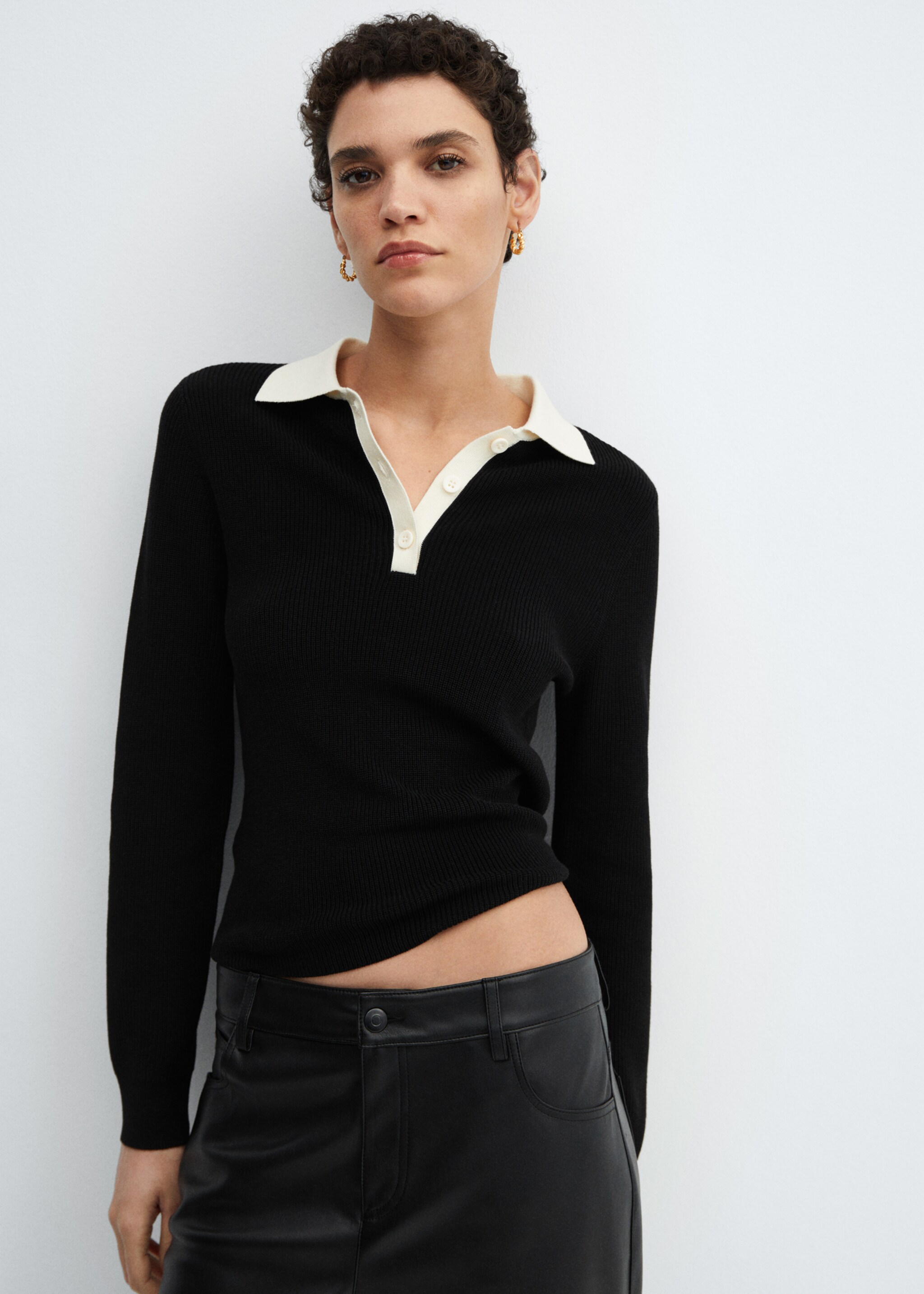 Knitted polo-neck sweater - Medium plane
