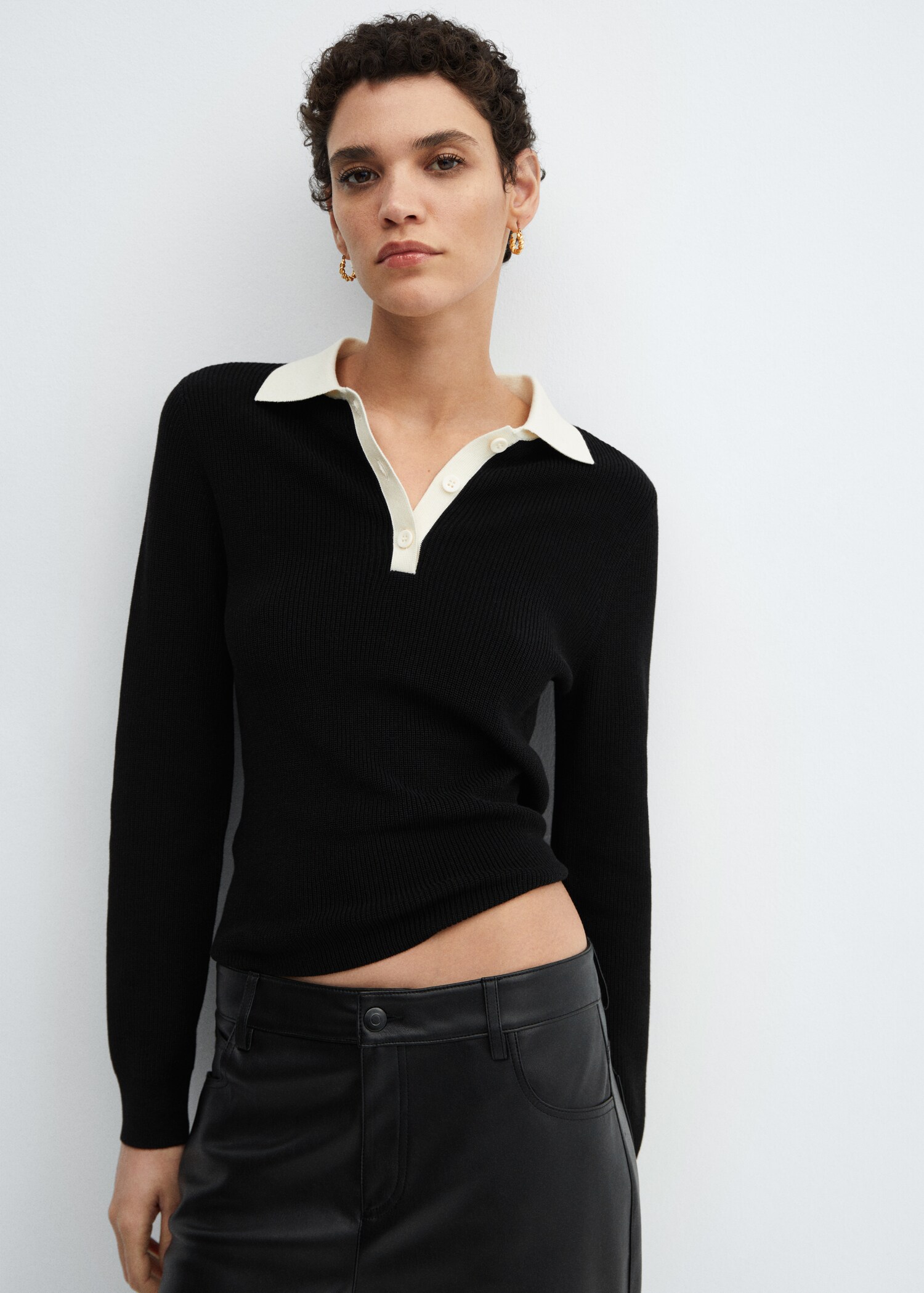 Strickpullover mit Poloshirt-Kragen - Mittlere Ansicht