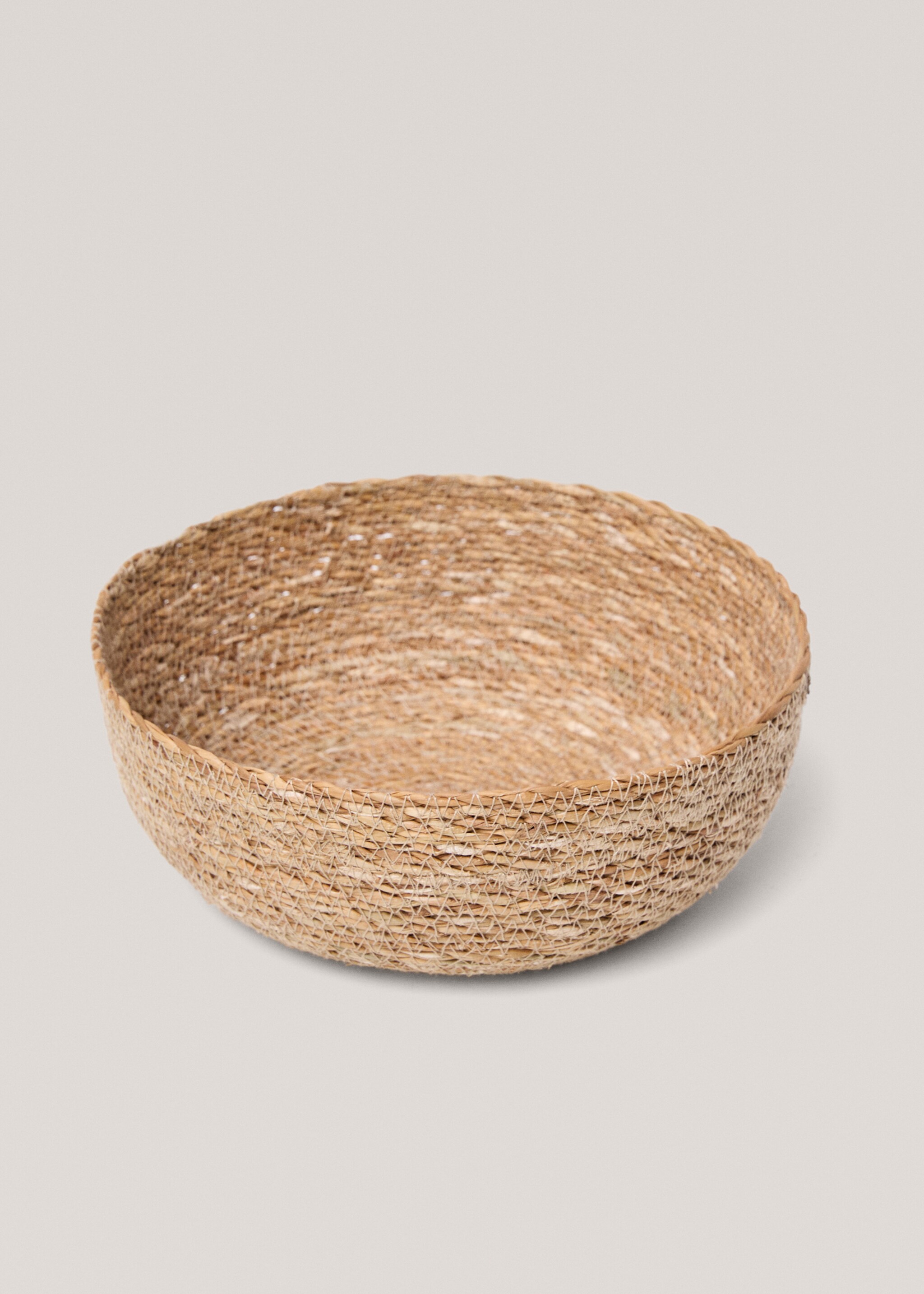 Cesta redonda com fibras naturais 25 x 9 cm - Pormenor do artigo 2, Castanho. Ref: 67044067-00.