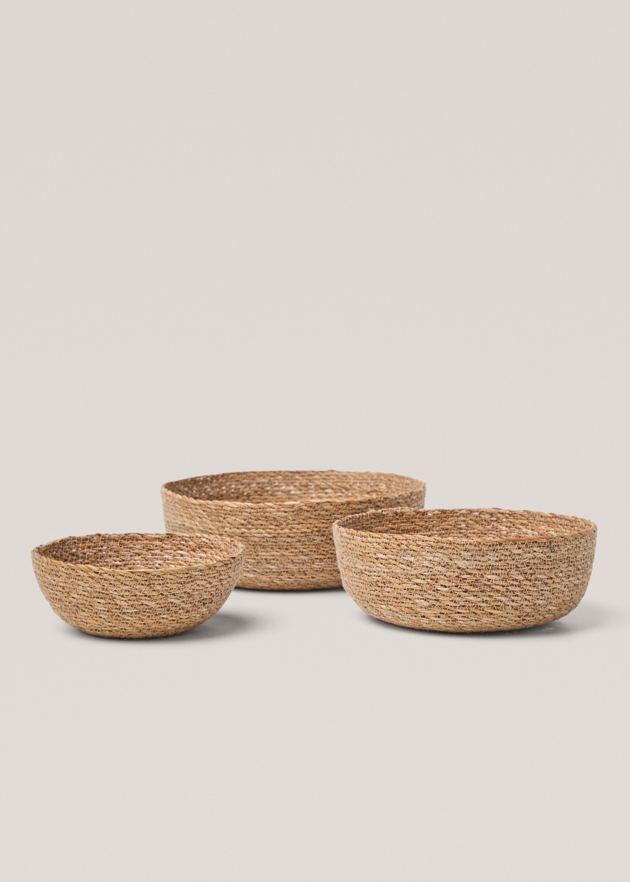 Cesta redonda com fibras naturais 25 x 9 cm - Pormenor do artigo 3, Castanho. Ref: 67044067-00.