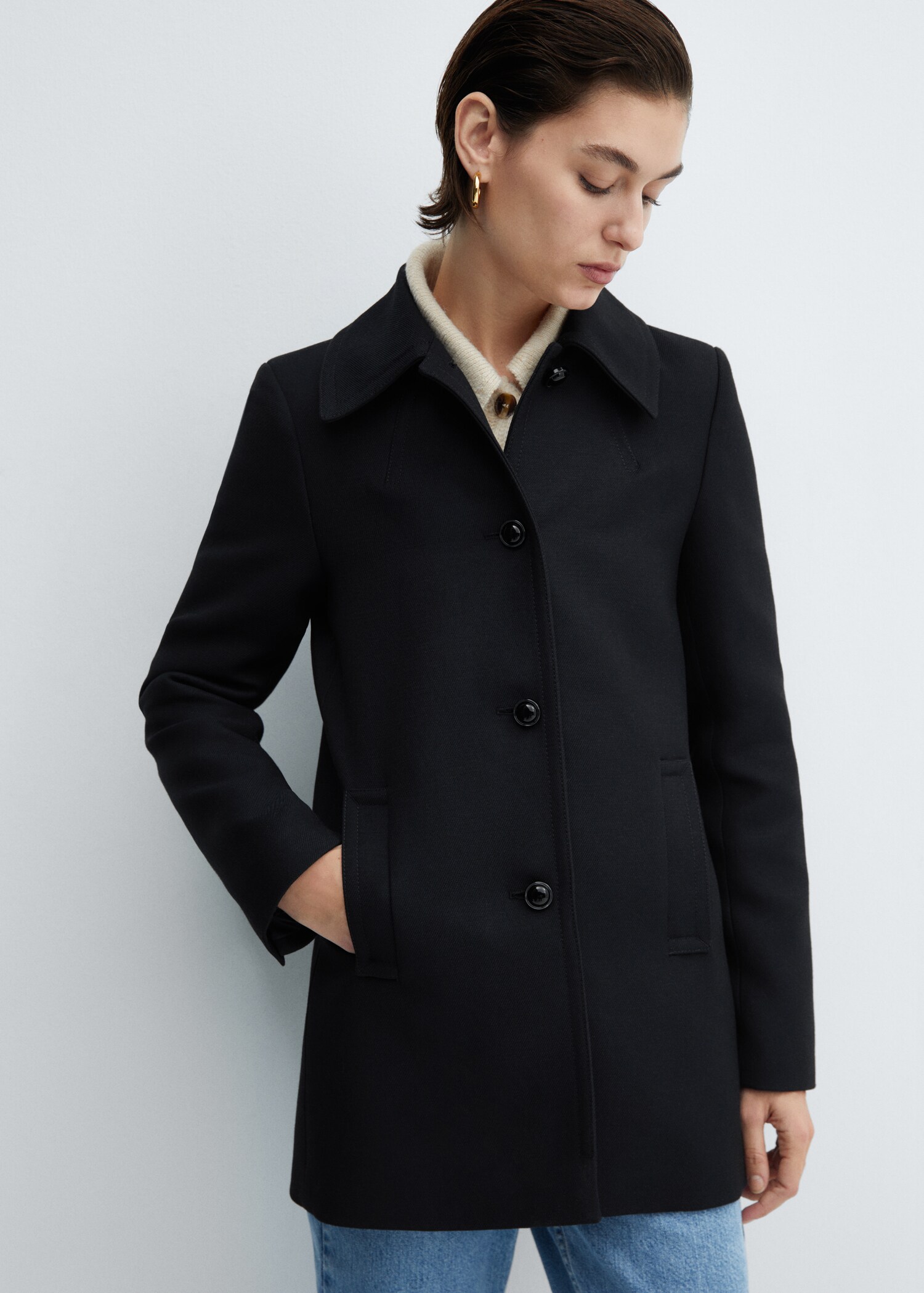 Manteau boutons col chemise - Plan moyen