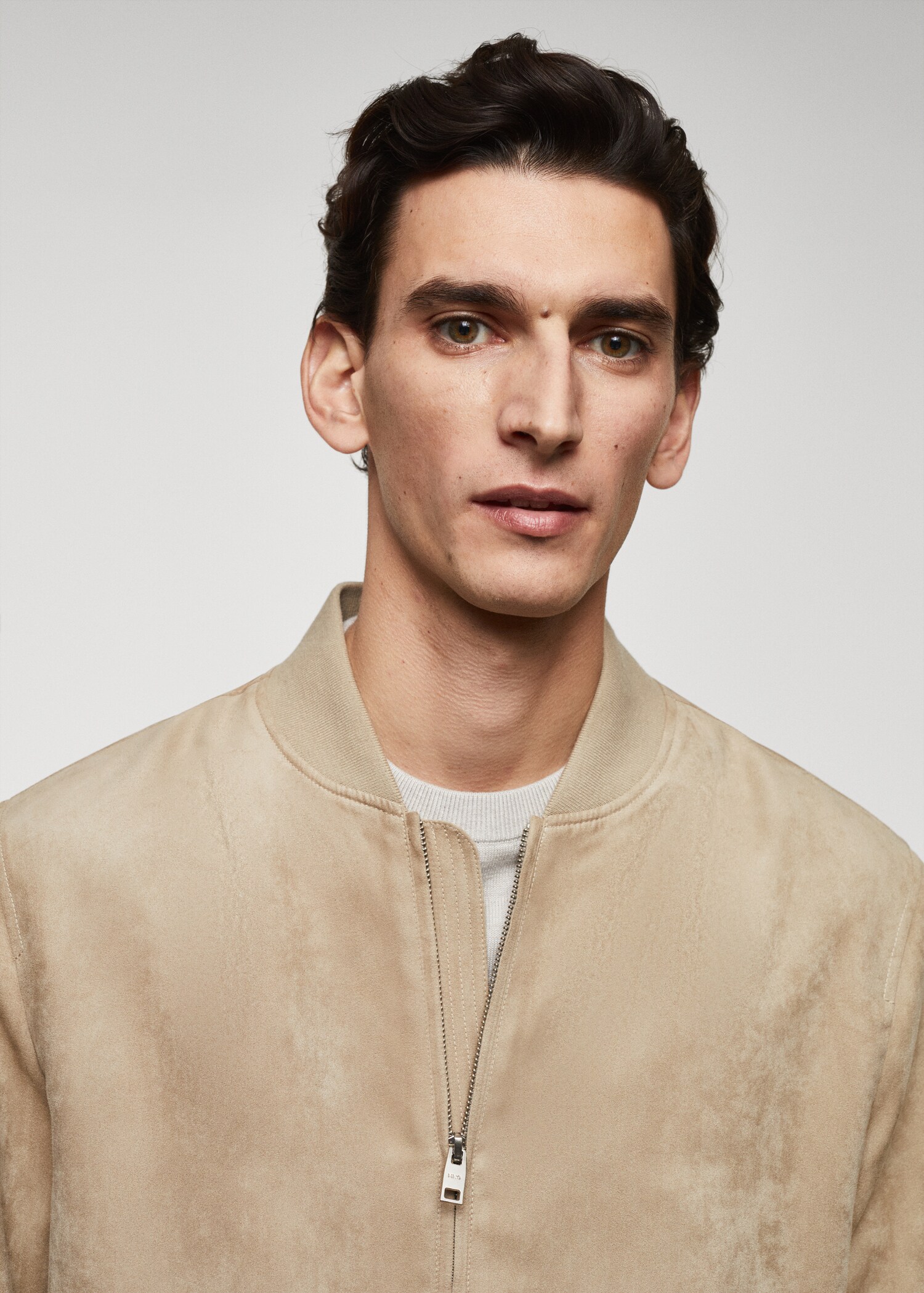 Suede-effect bomber jacket - Details of the article 1