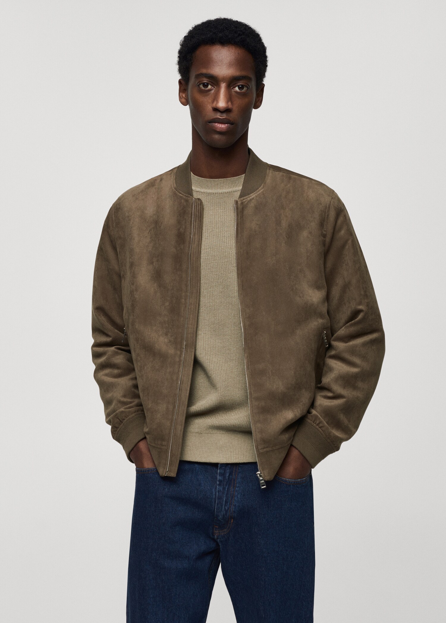 Suede-effect bomber jacket - Medium plane