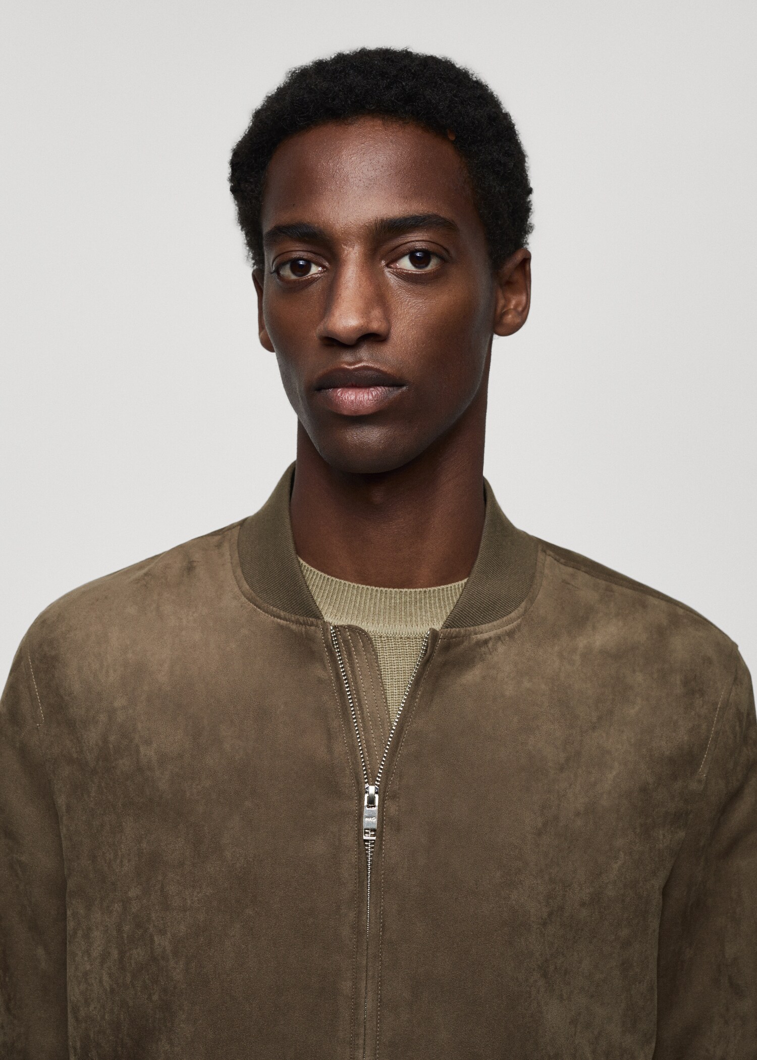 Suede-effect bomber jacket - Details of the article 1