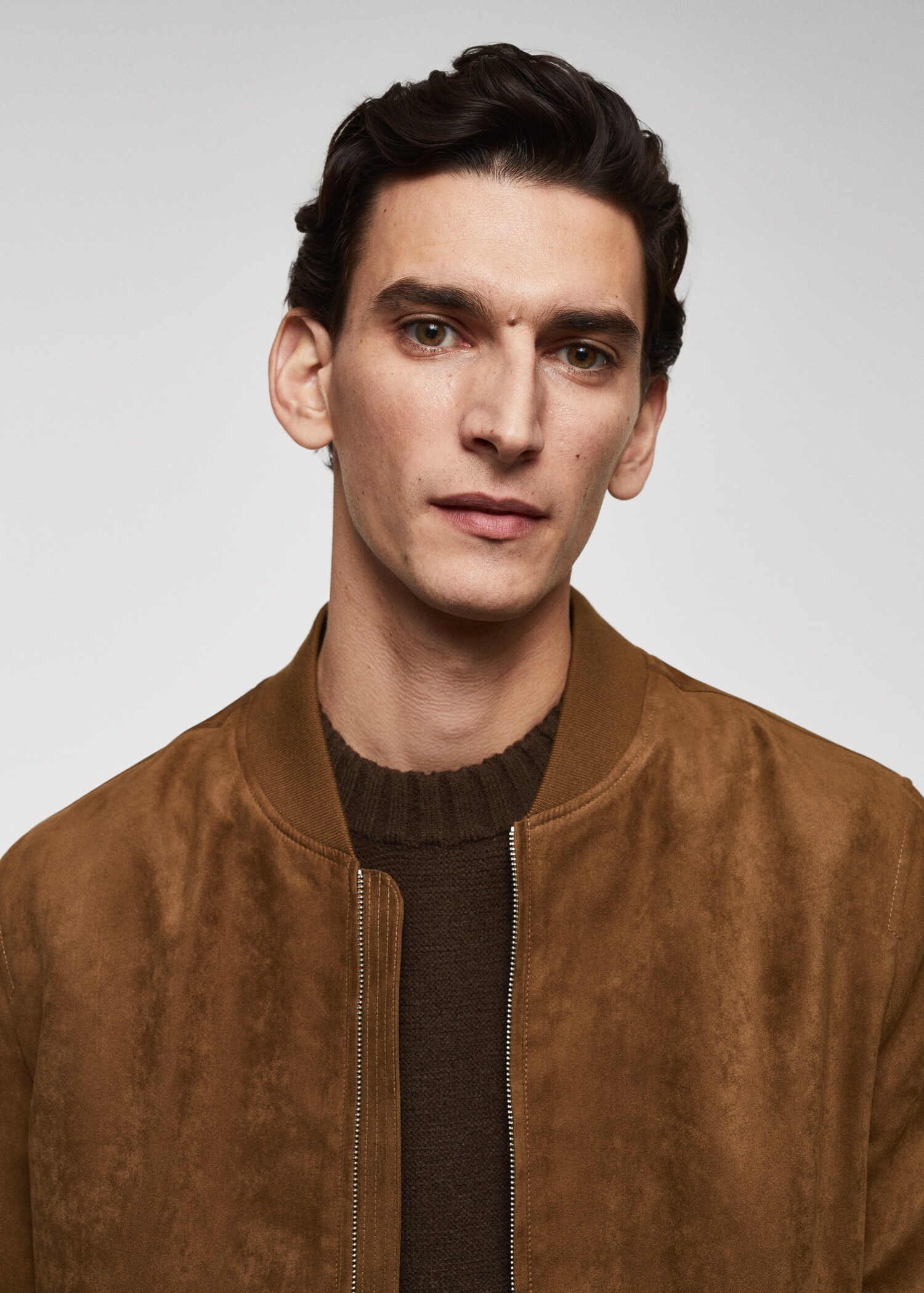 Suede-effect bomber jacket - Details of the article 1