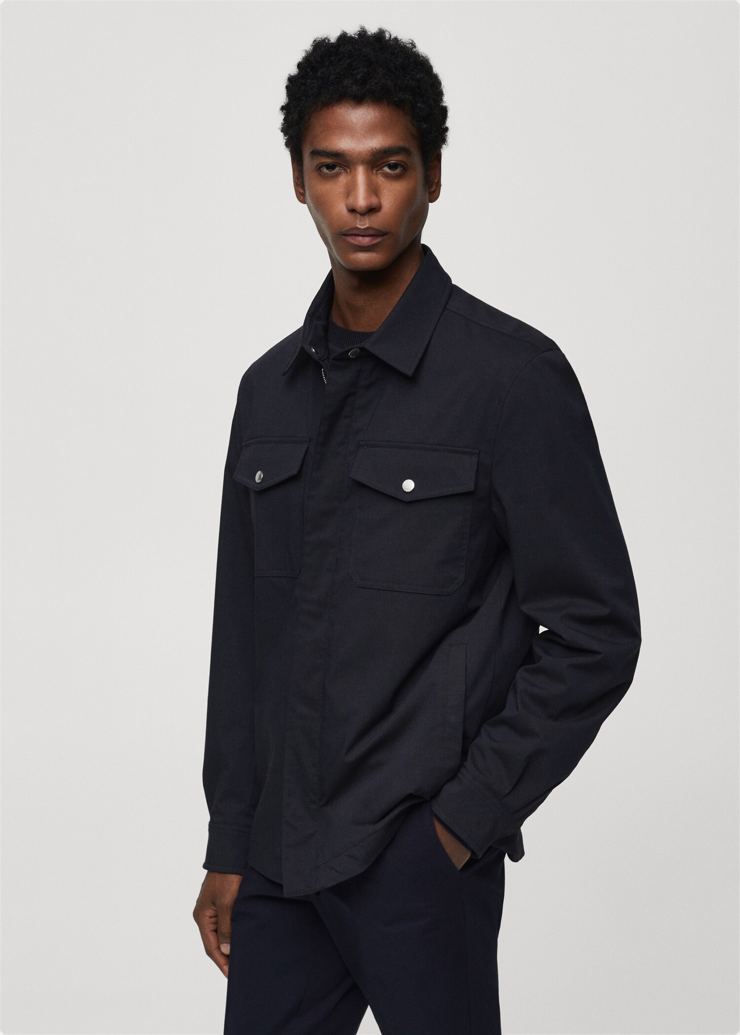 Water-repellent overshirt with pockets - Medium plane