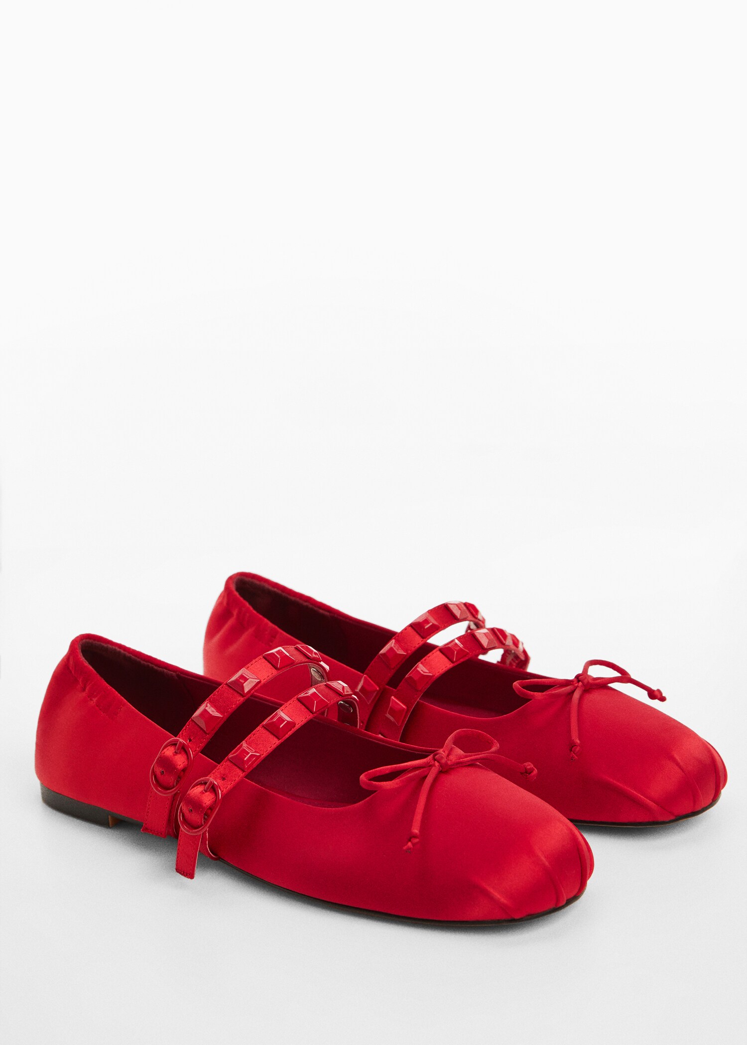 Satin ballet flats with studs - Medium plane
