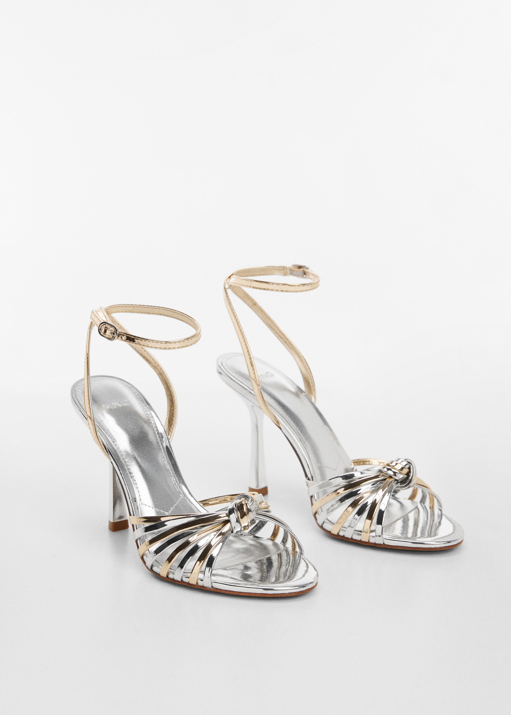 Strappy heeled sandals - Medium plane, Silver. Ref: 67044457-00.
