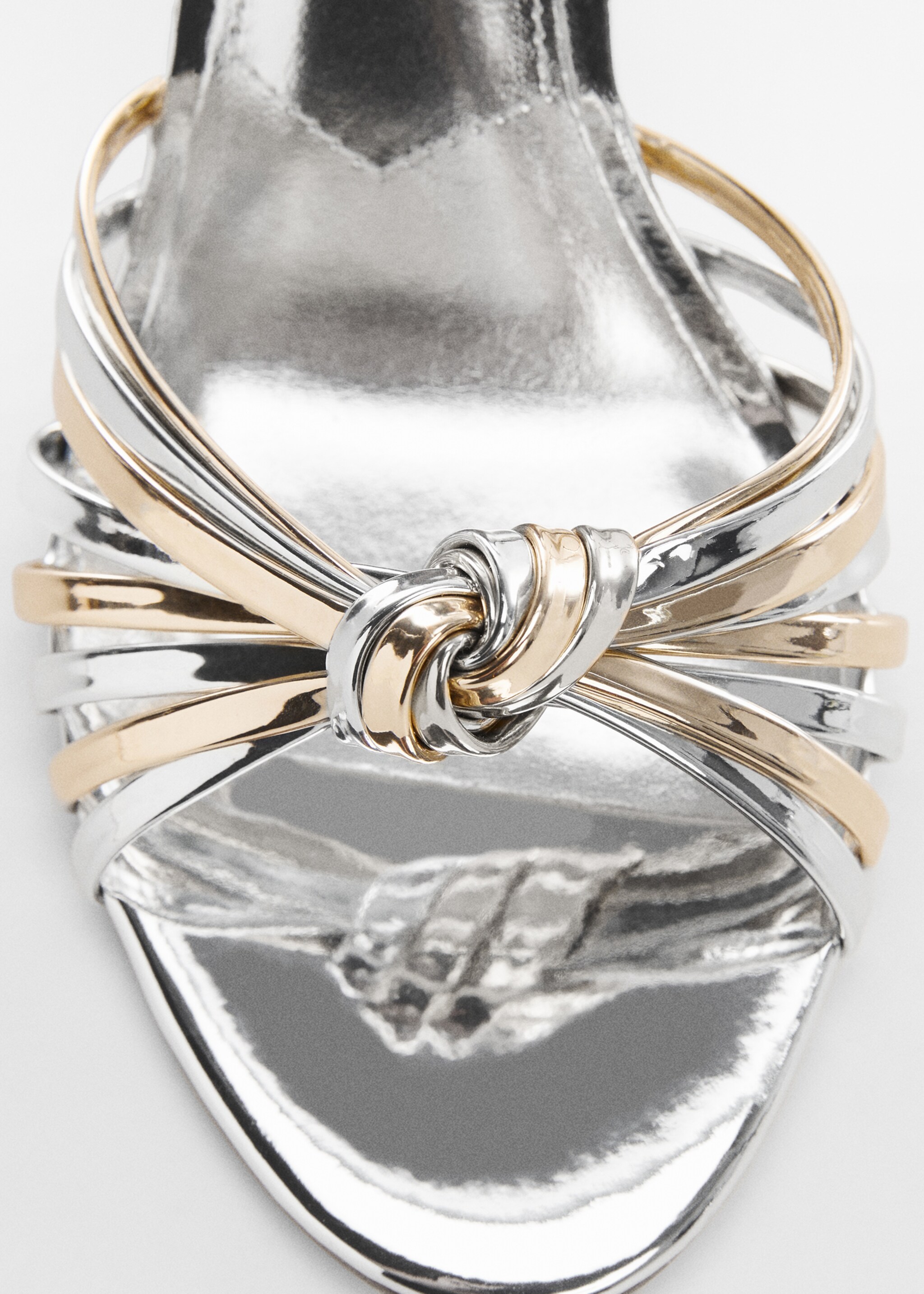 Strappy heeled sandals - Details of the article 1, Silver. Ref: 67044457-00.