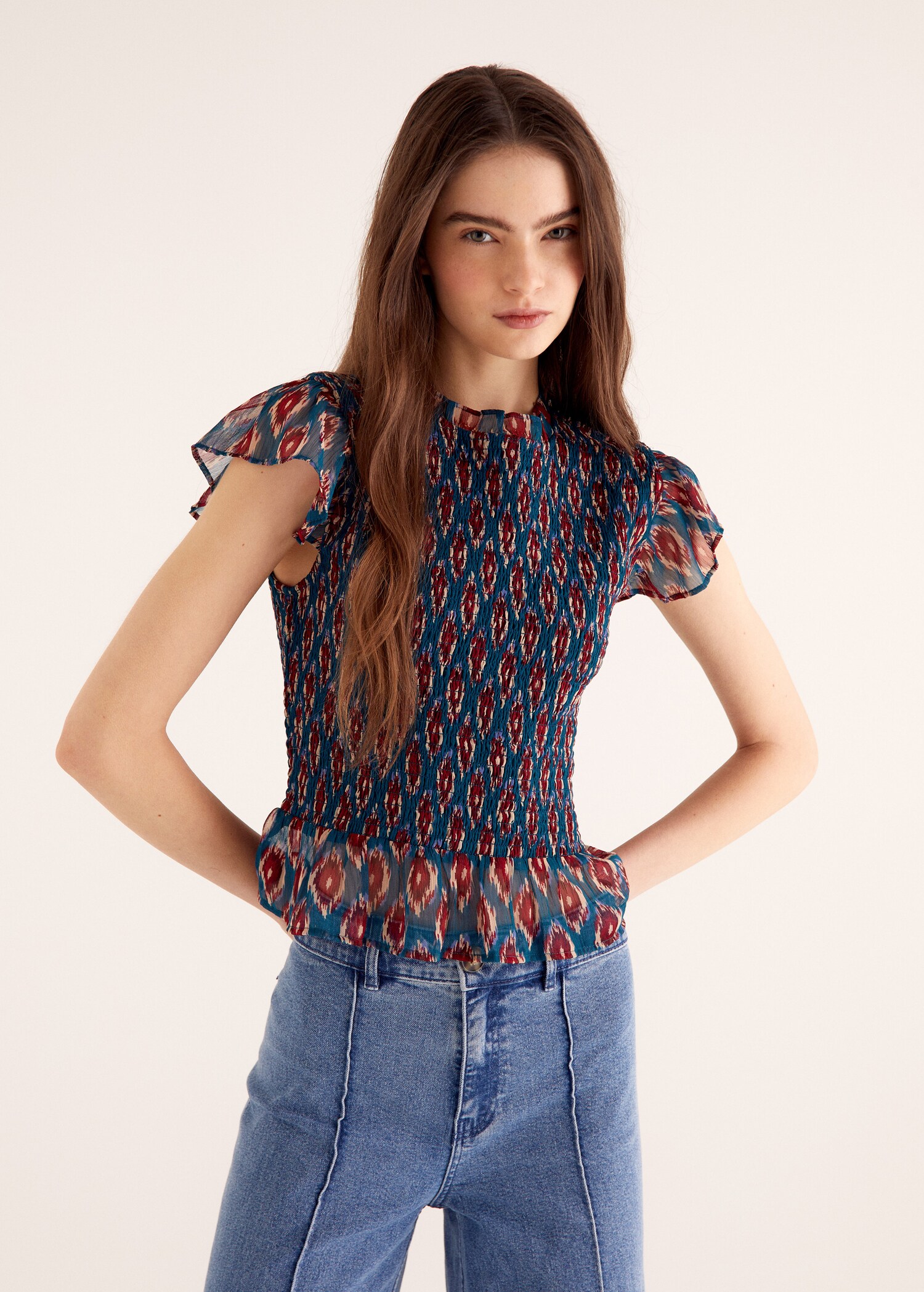 Frilled-sleeve ruched blouse - Details of the article 5