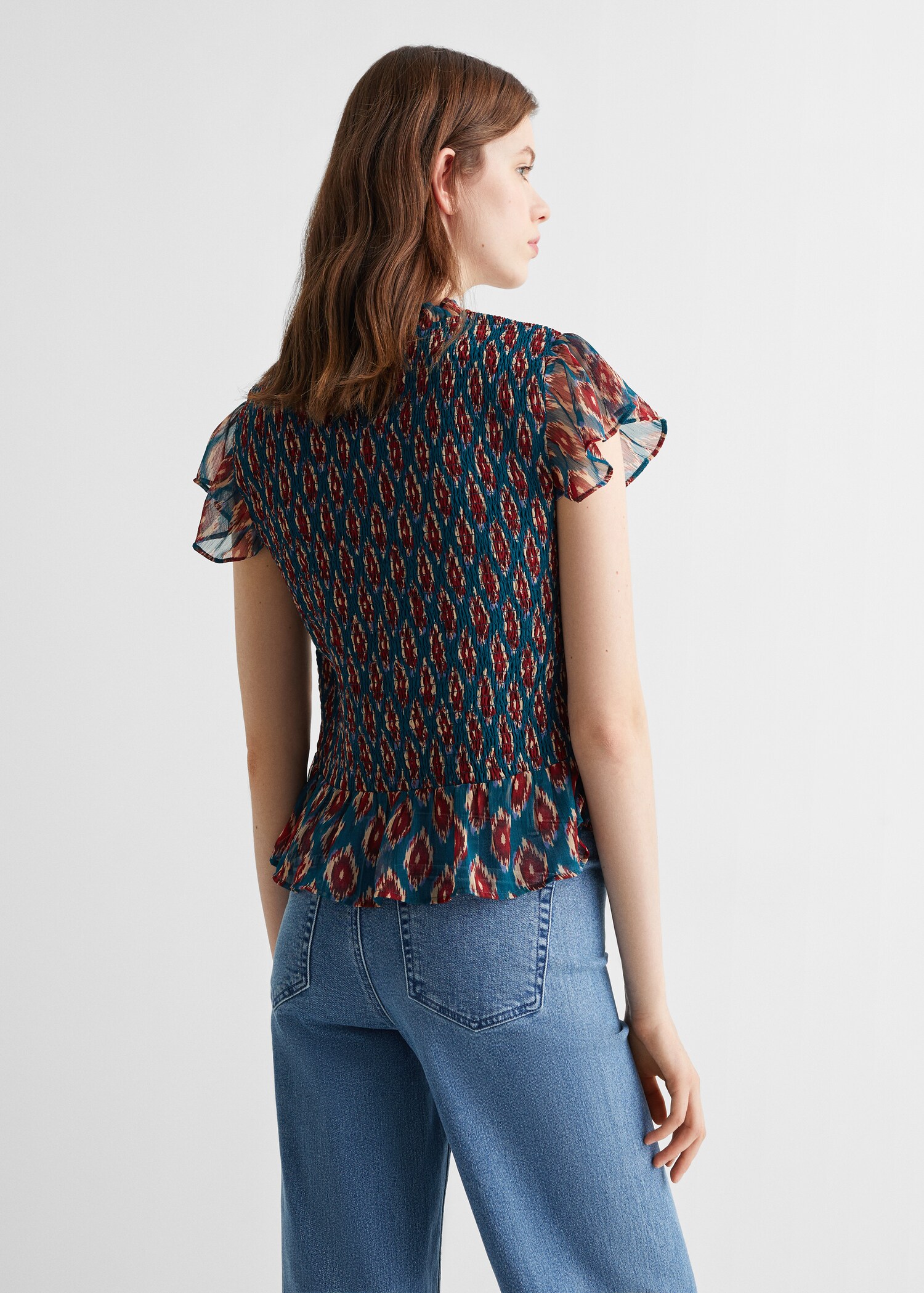 Frilled-sleeve ruched blouse - Reverse of the article