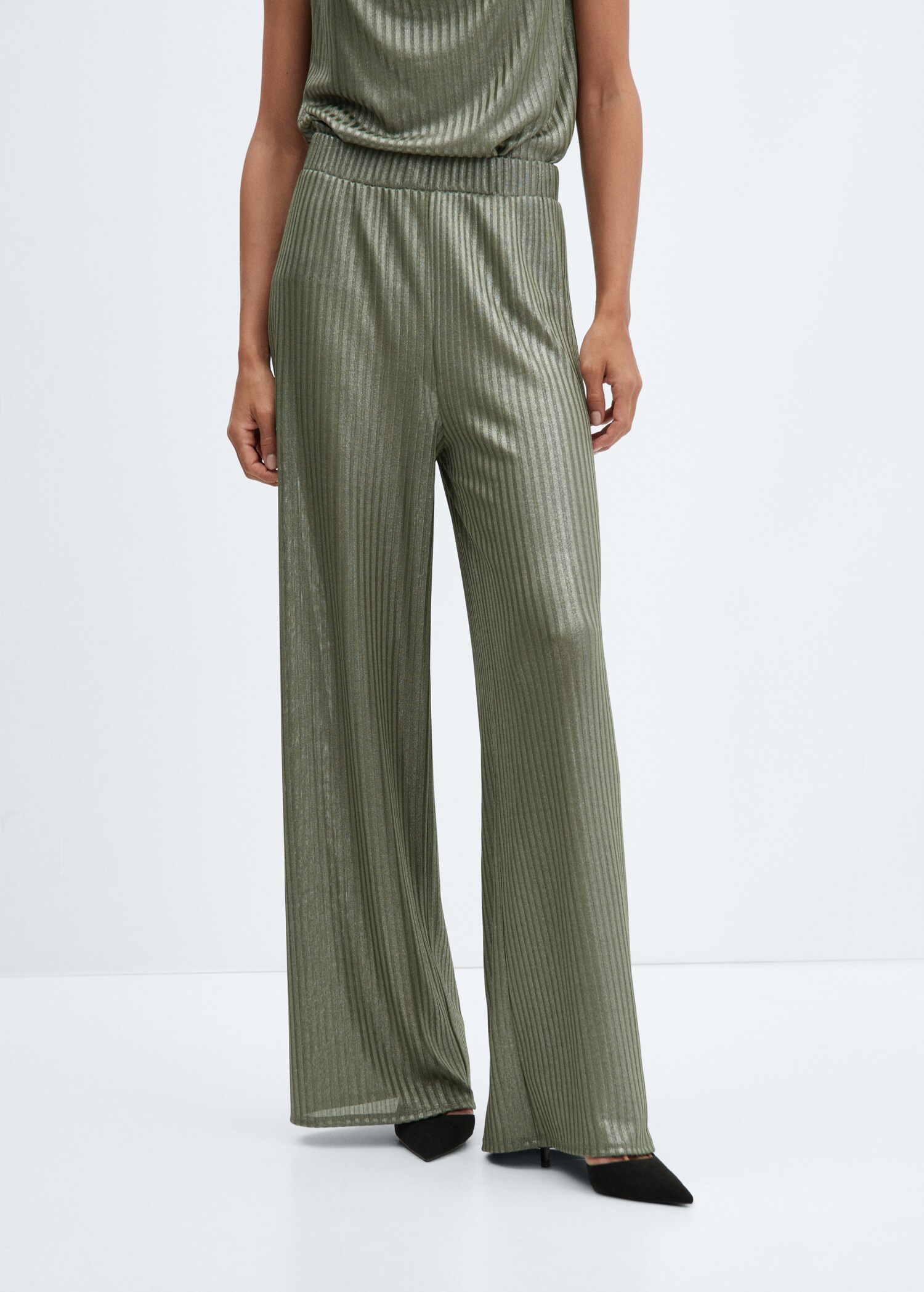 Wideleg trousers with elastic waist - Medium plane