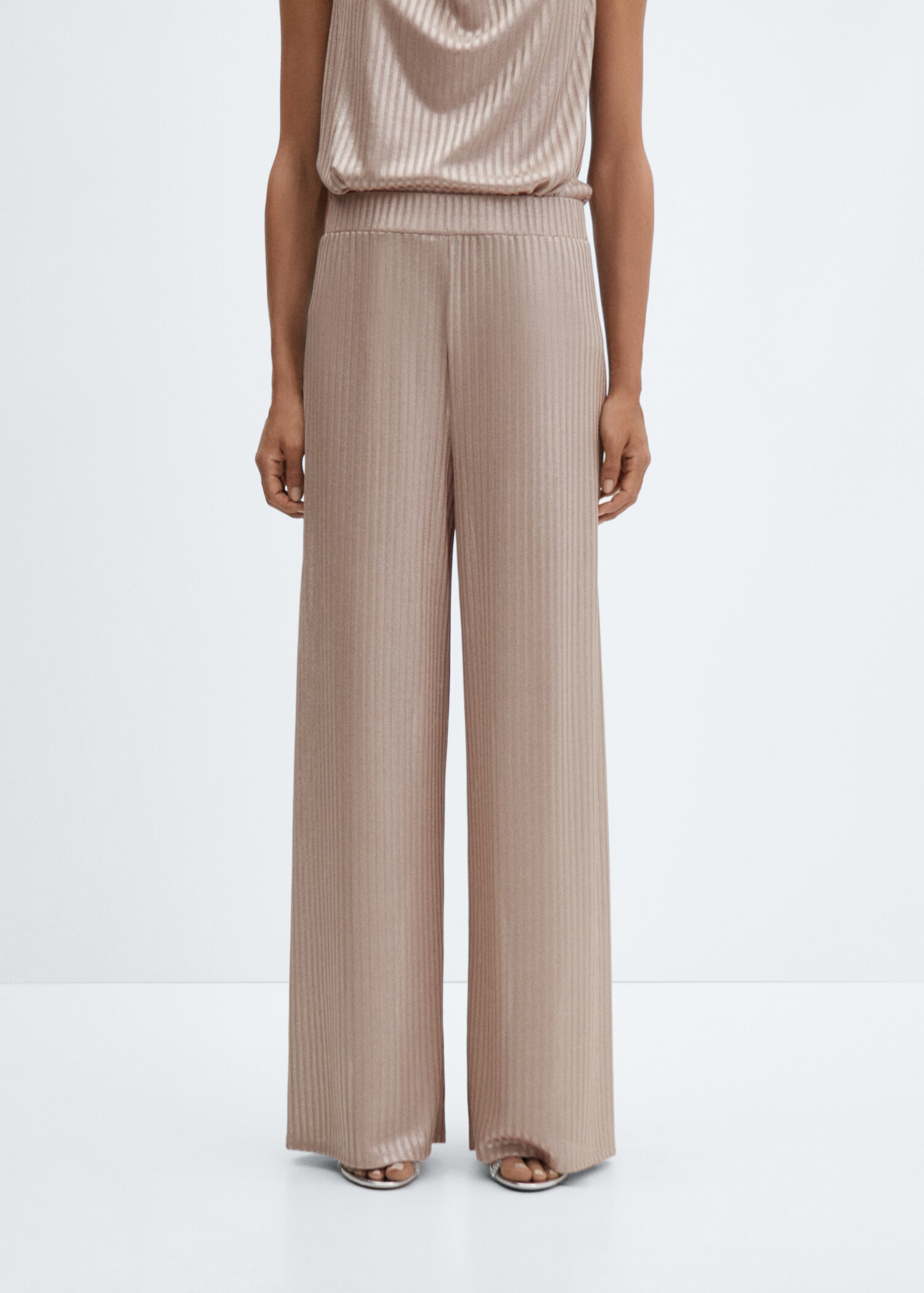 Wideleg trousers with elastic waist - Medium plane
