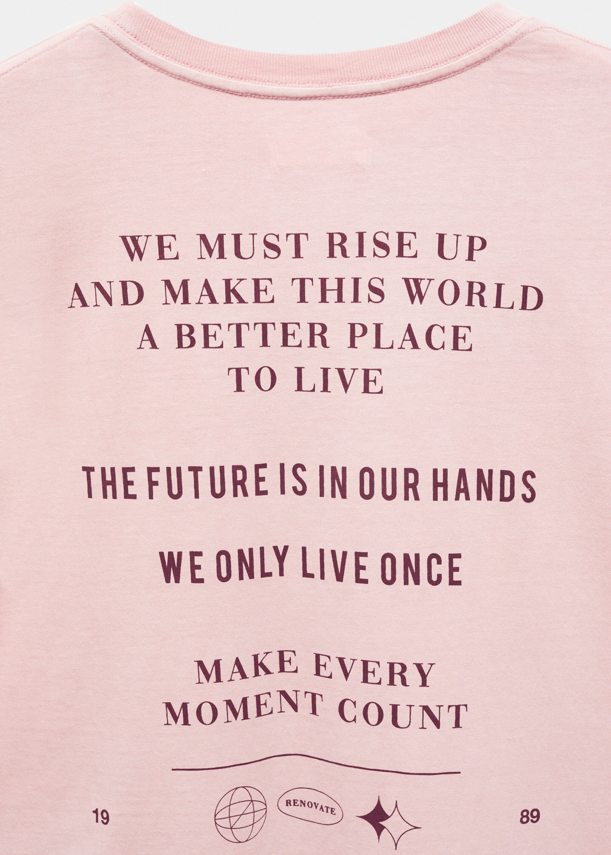 Short-sleeved printed t-shirt - Details of the article 8, Light Pink. Ref: 67045143-00.