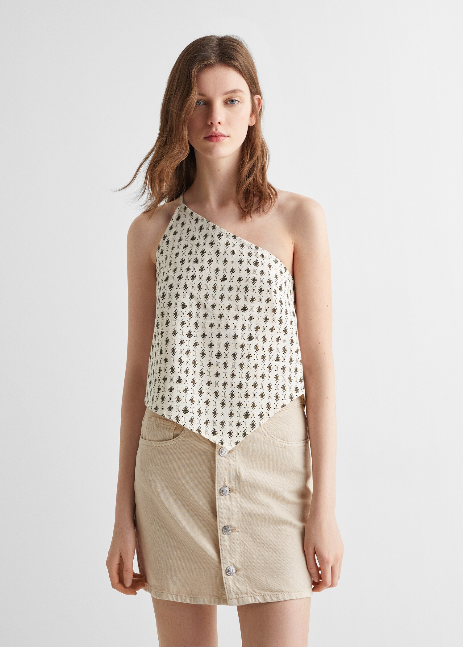 Asymmetrisches Top mit Printmuster - Mittlere Ansicht