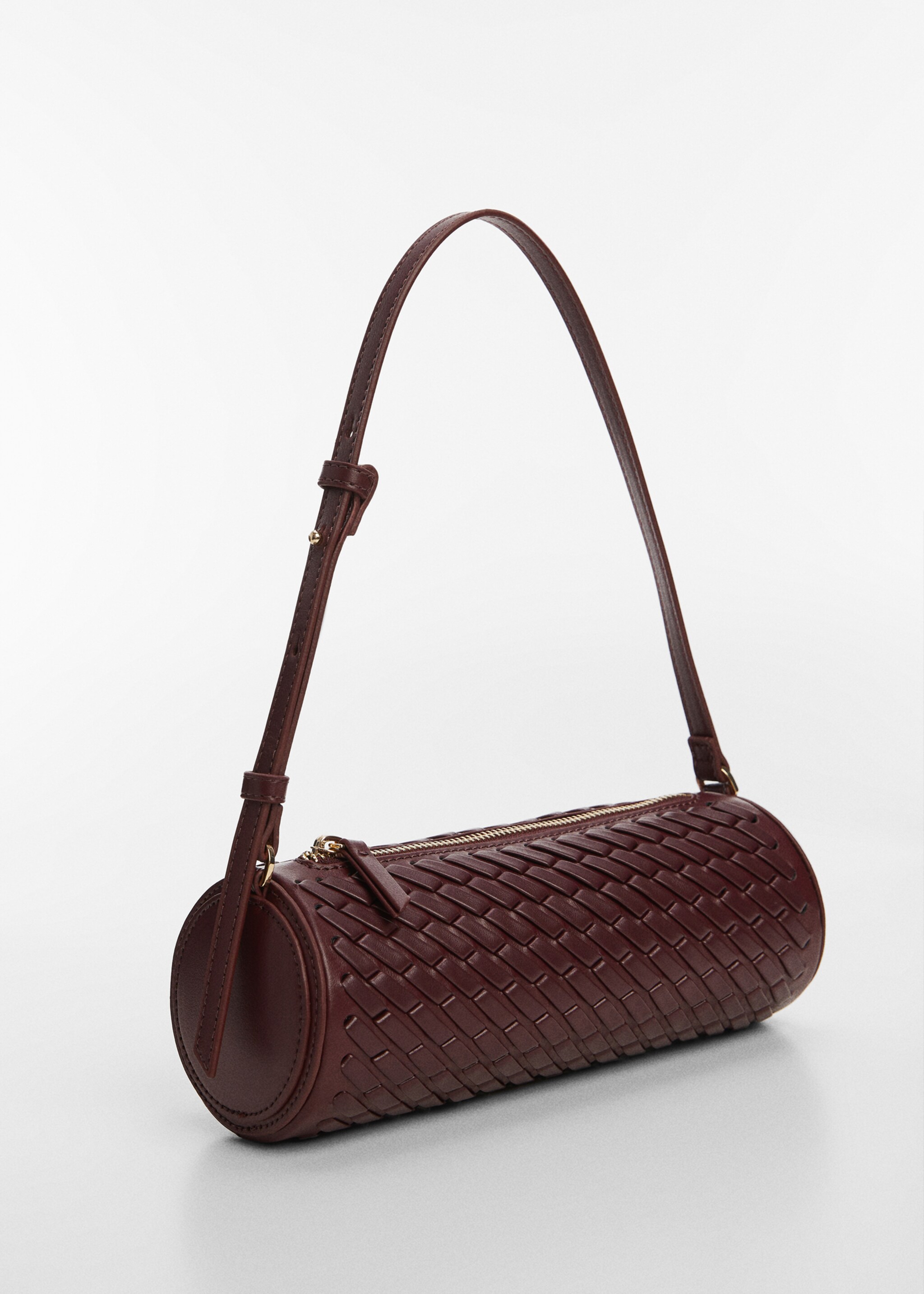 Braided cylindrical bag - Medium plane, Burgundy. Ref: 67045150-00.