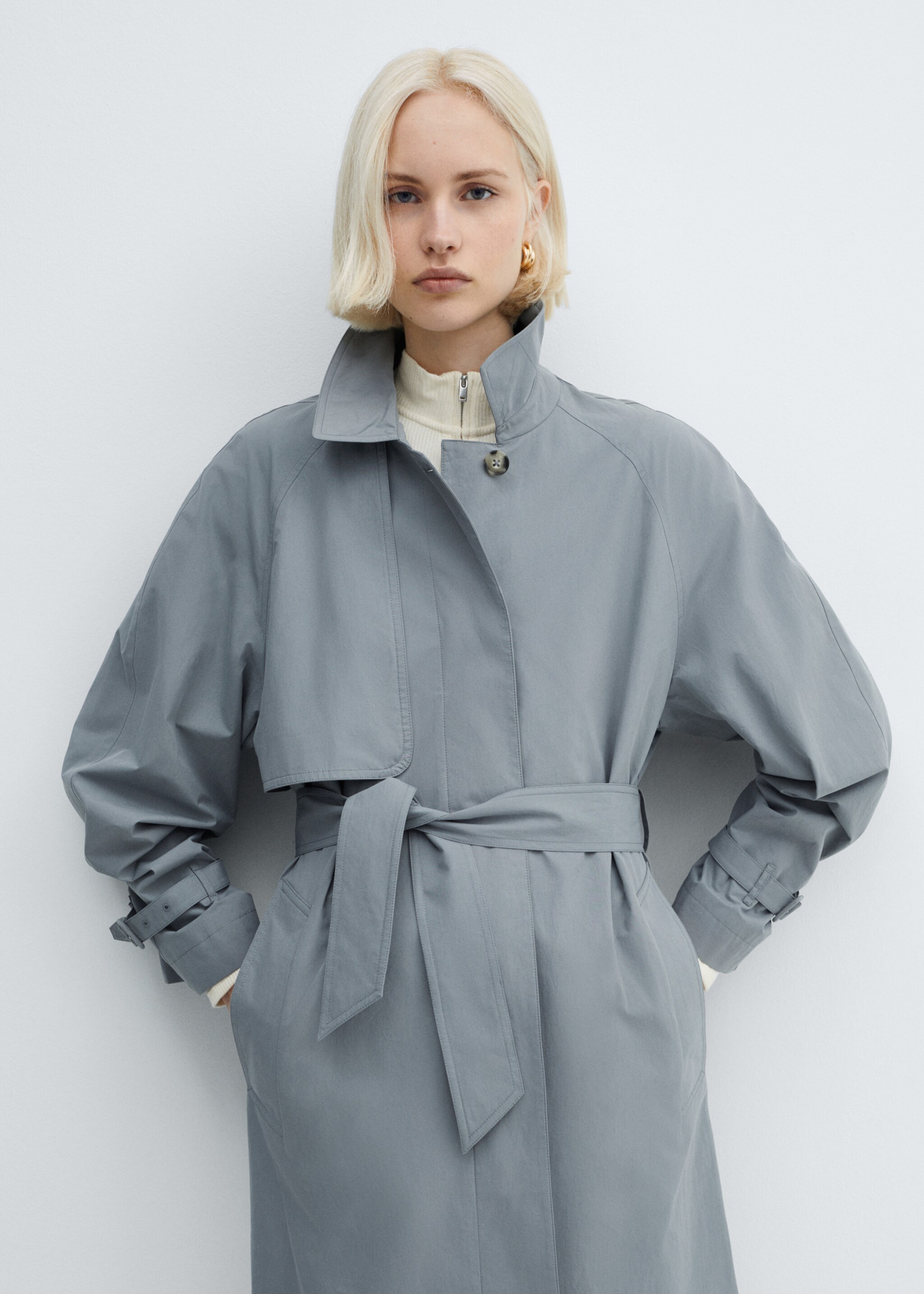 Trench coton ceinture - Plan moyen