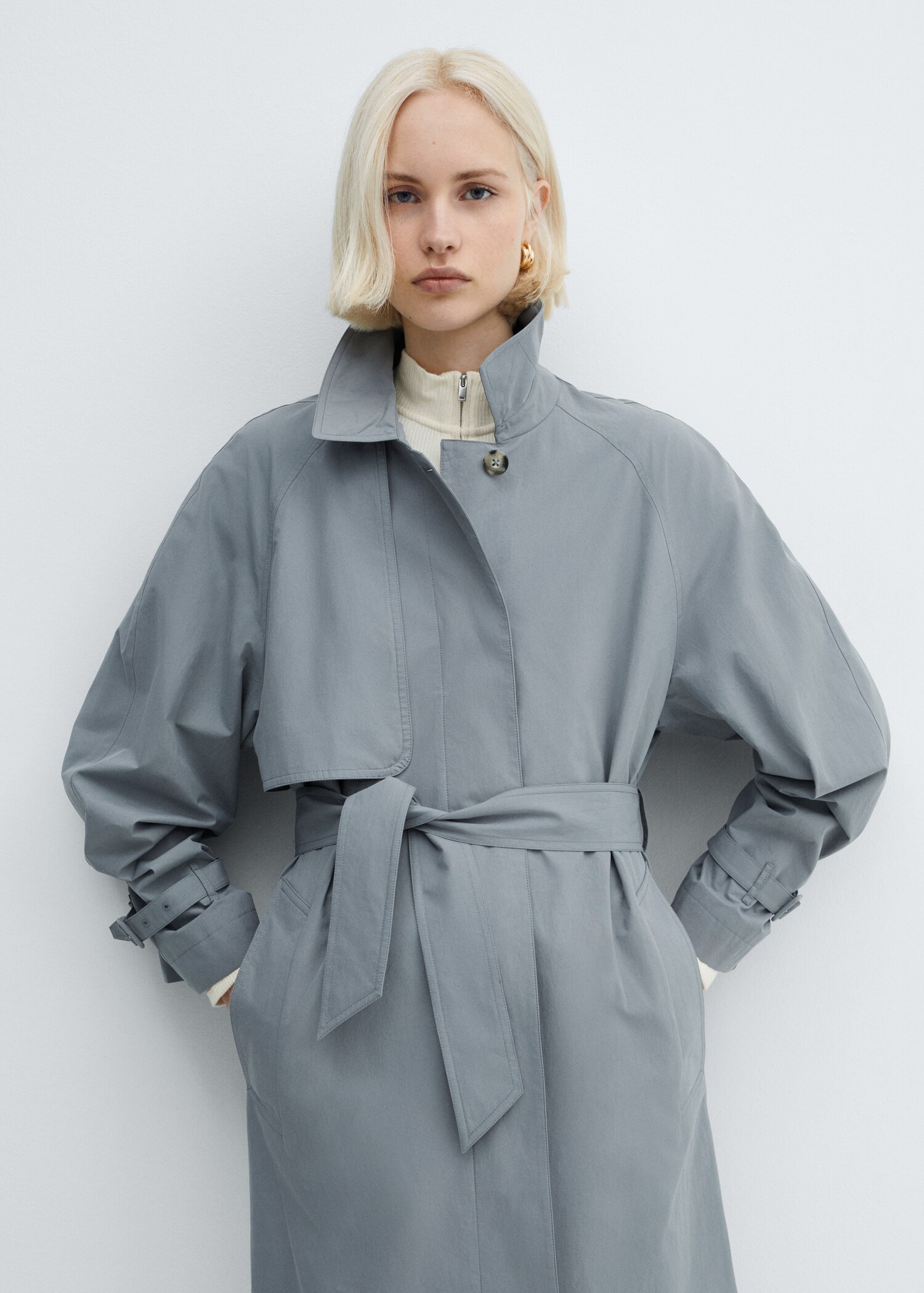 Cotton trench coat with belt - Medium plane