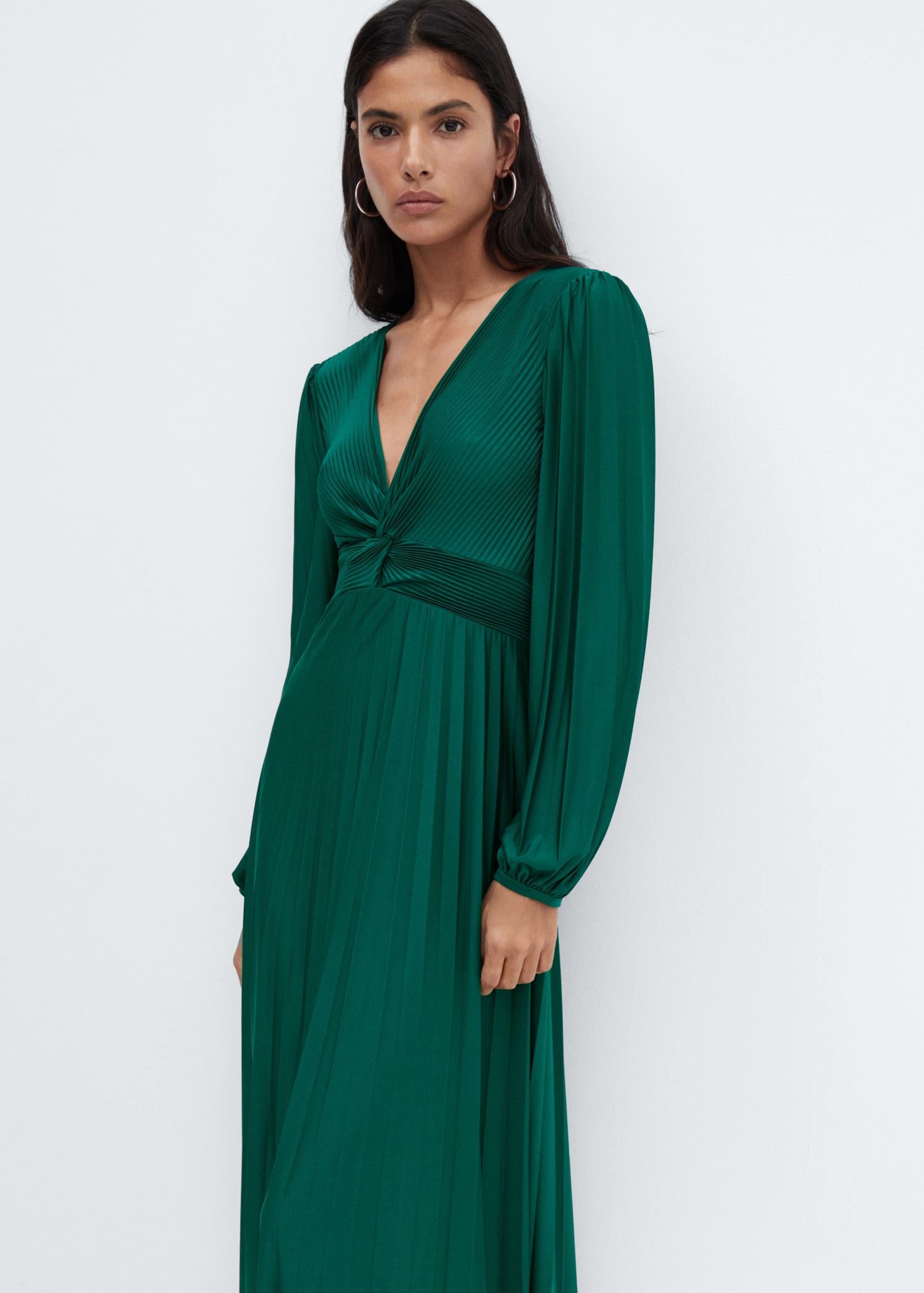 Mango Outlet Vestido Plisado Verde Vestidos Mango Nova Colecção