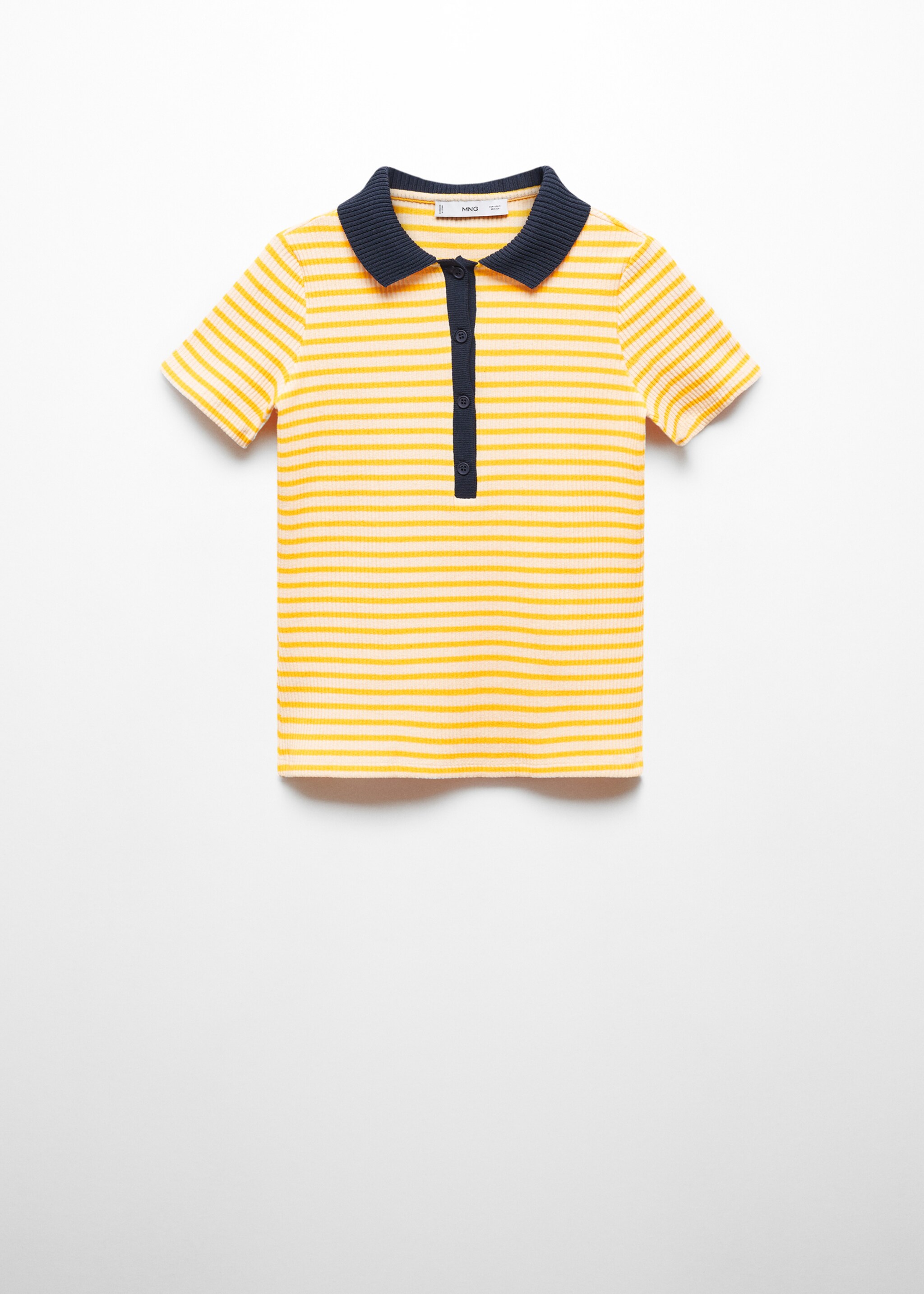 Short-sleeved striped polo shirt - Article without model, Pastel Yellow. Ref: 67045757-00.