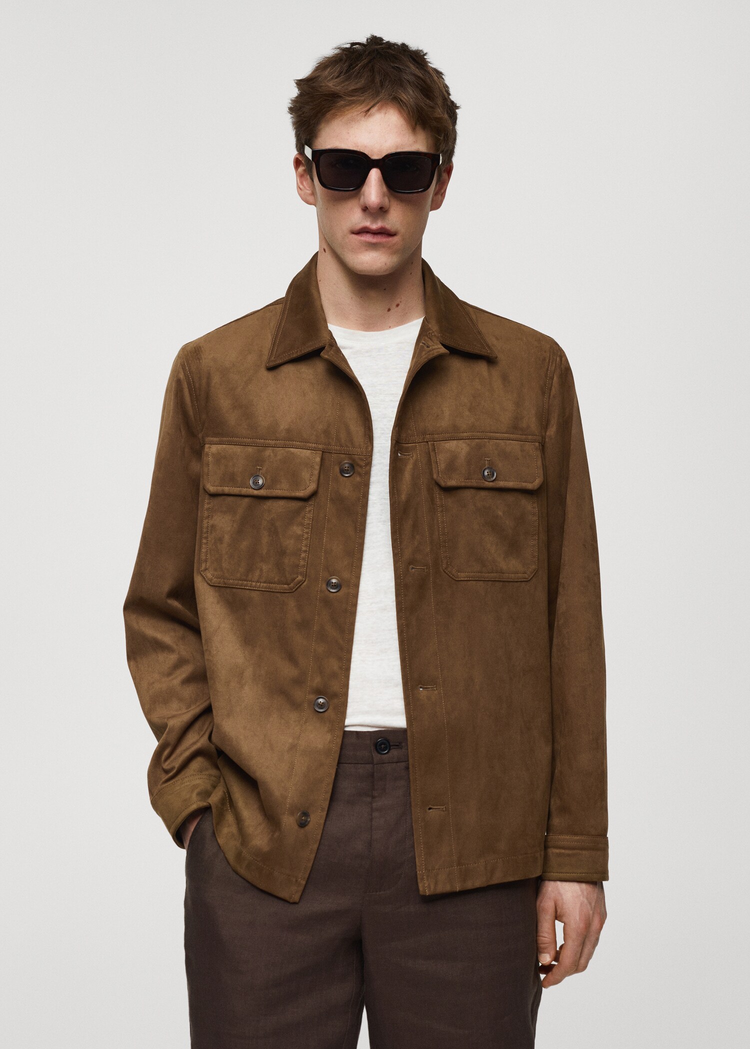 Suede effect overshirt with pockets - Medium plane