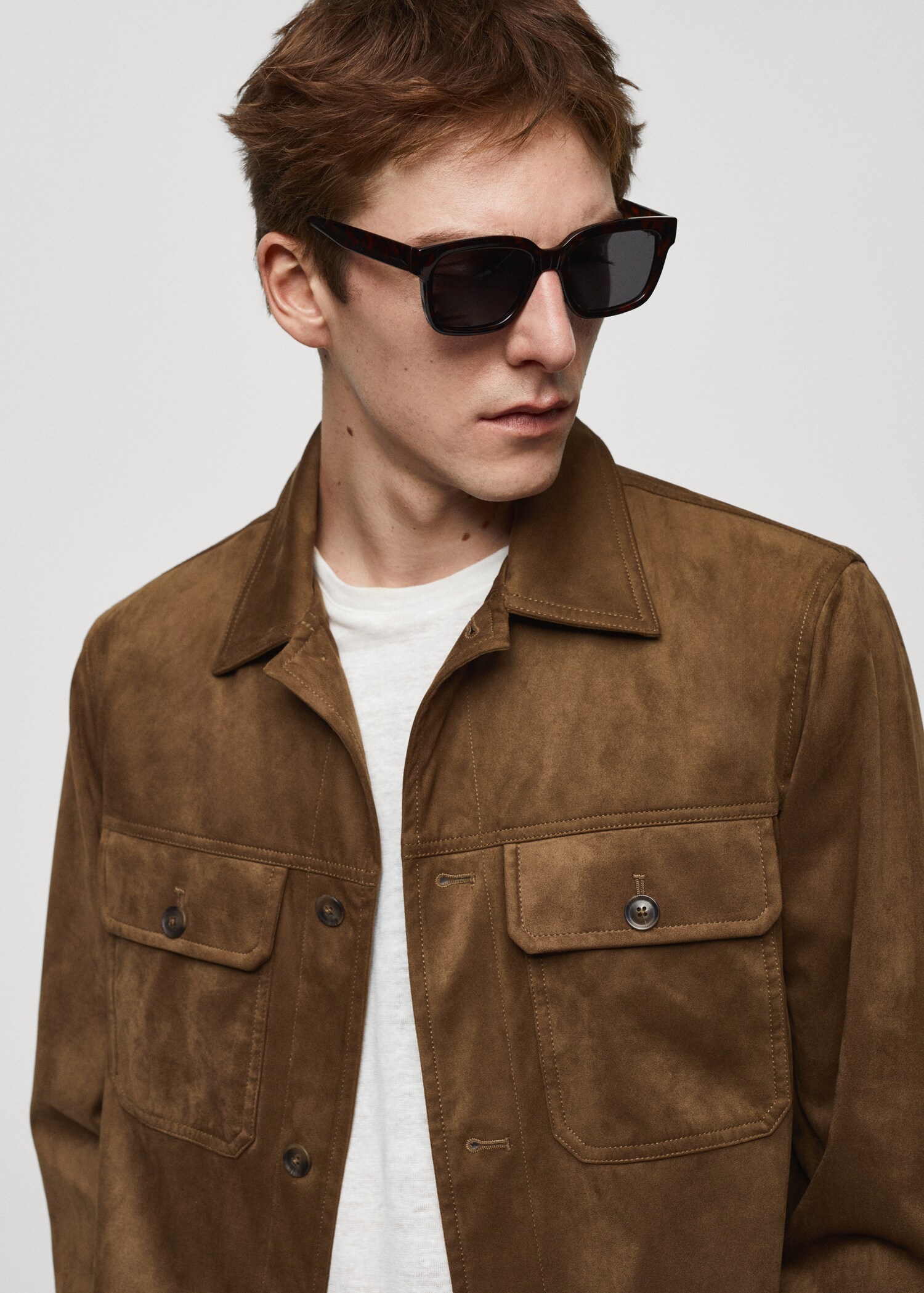Suede effect overshirt with pockets - Details of the article 1