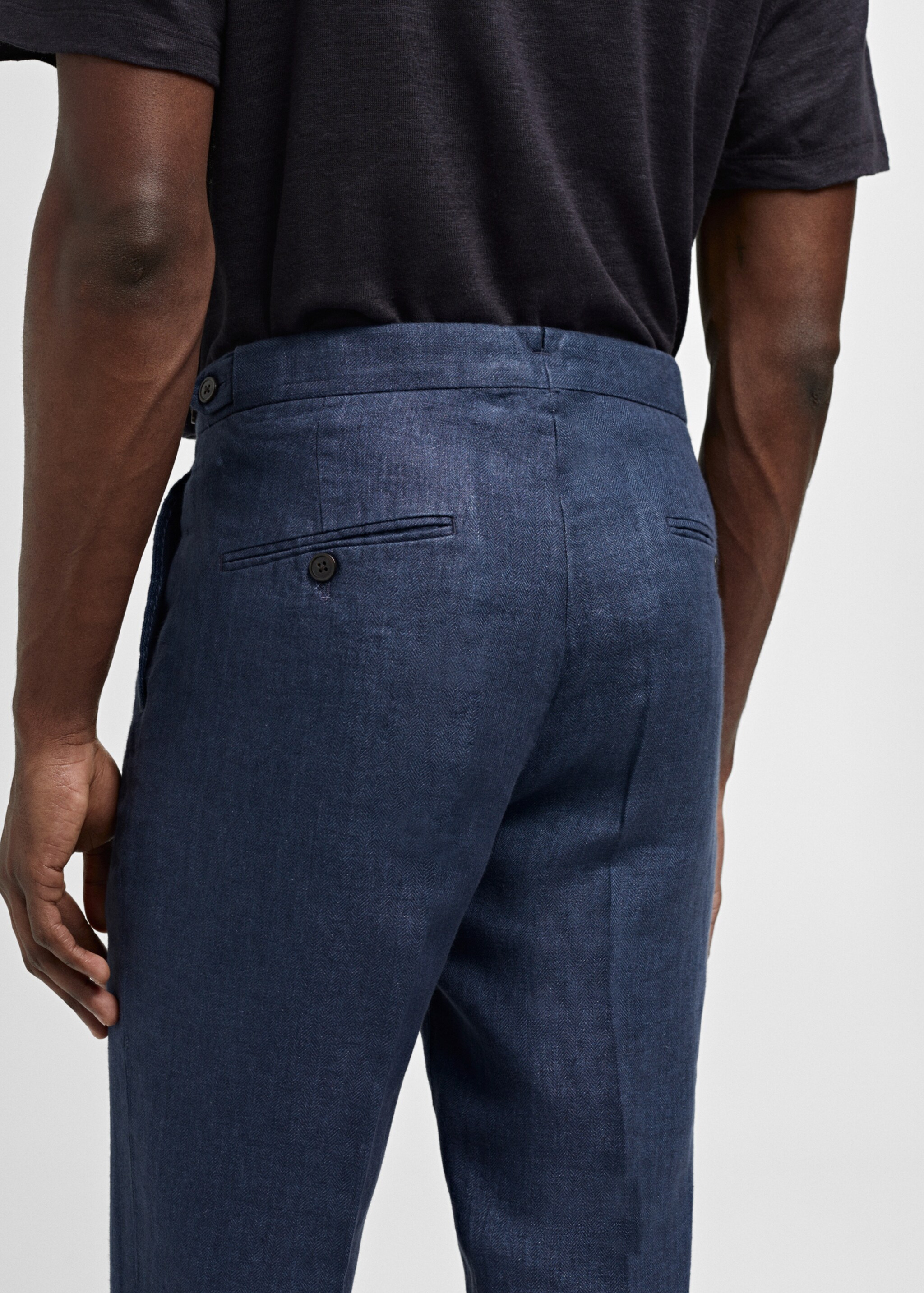 Pantalón traje slim fit 100% lino espiga - Detalle del artículo 4