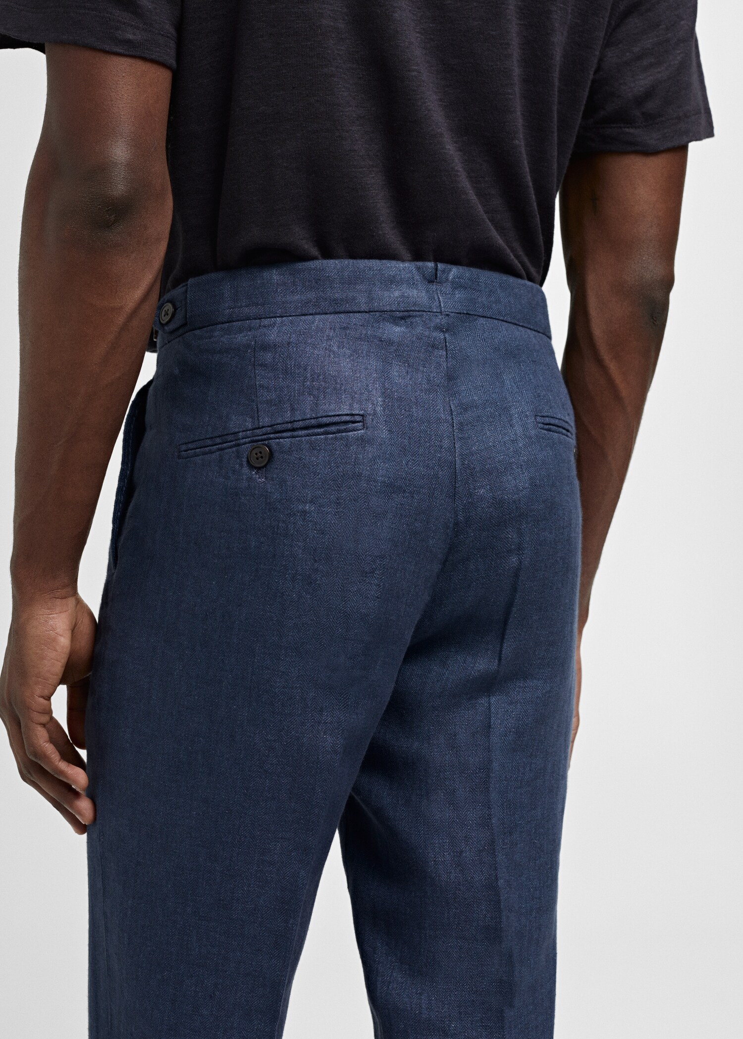 Slim-fit suit trousers in 100% herringbone linen - Details of the article 4