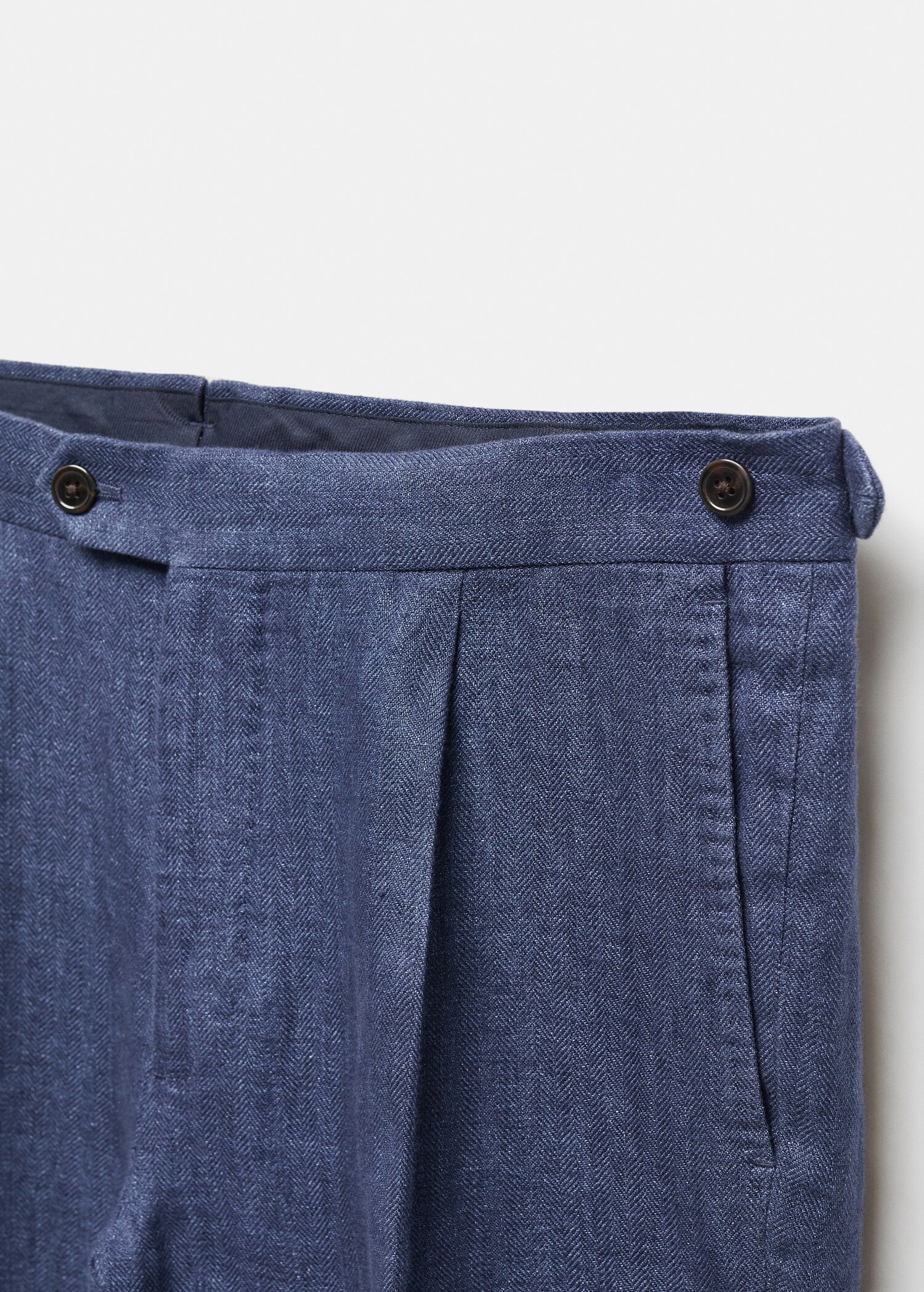 Slim-fit suit trousers in 100% herringbone linen - Details of the article 8