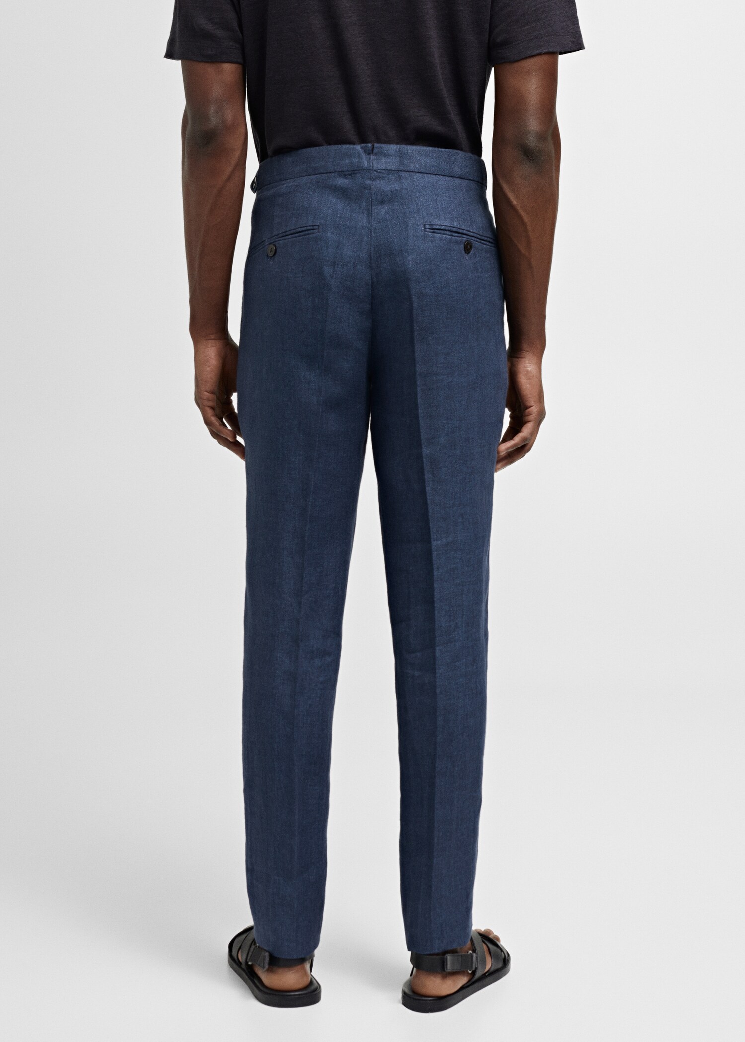 Slim-fit suit trousers in 100% herringbone linen - Reverse of the article