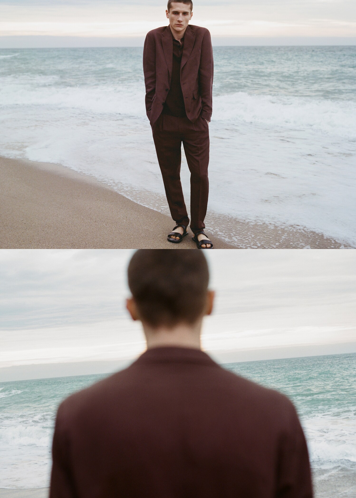 Slim-fit pleated linen trousers - Details of the article 5