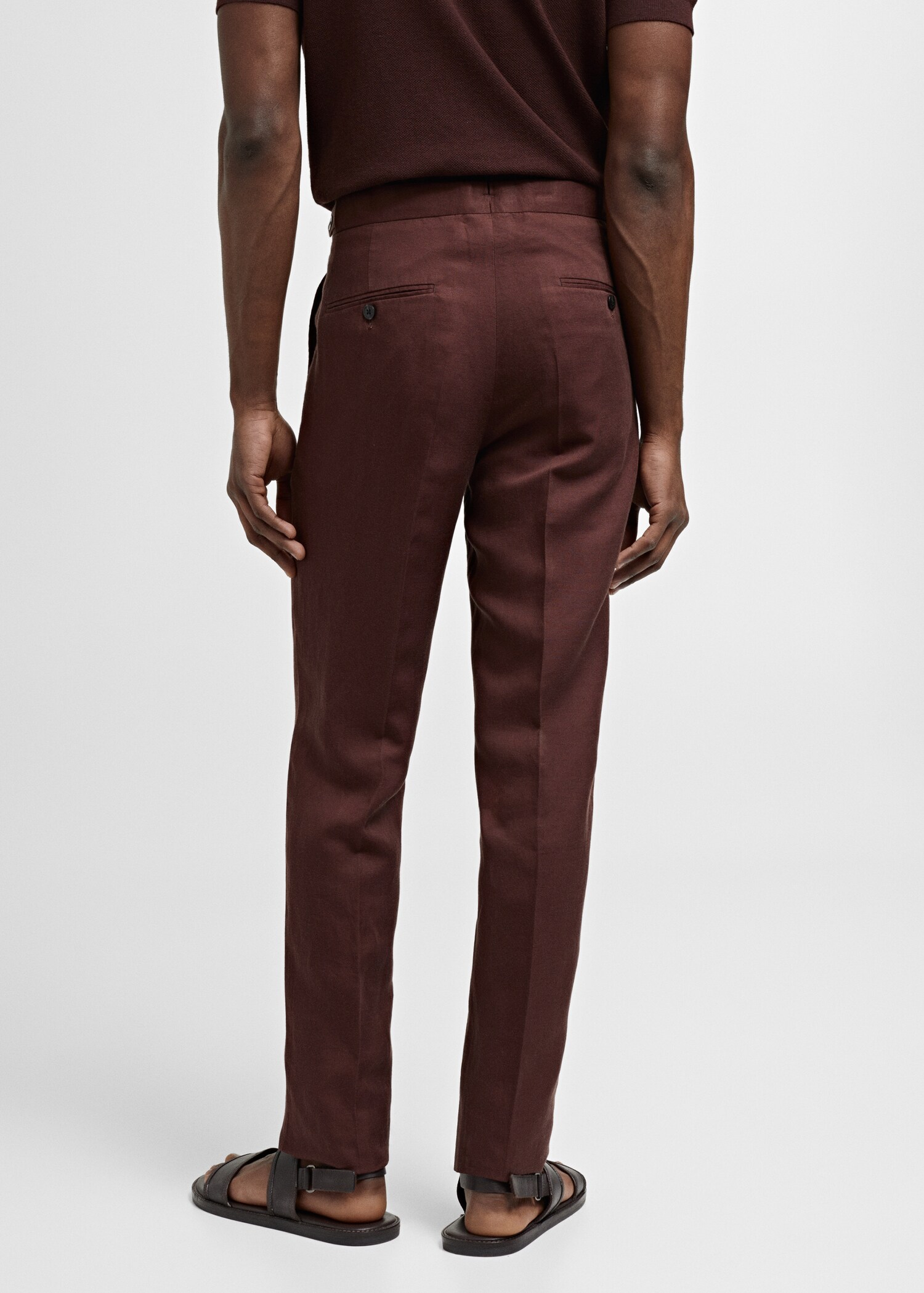 Slim-fit pleated linen trousers - Reverse of the article