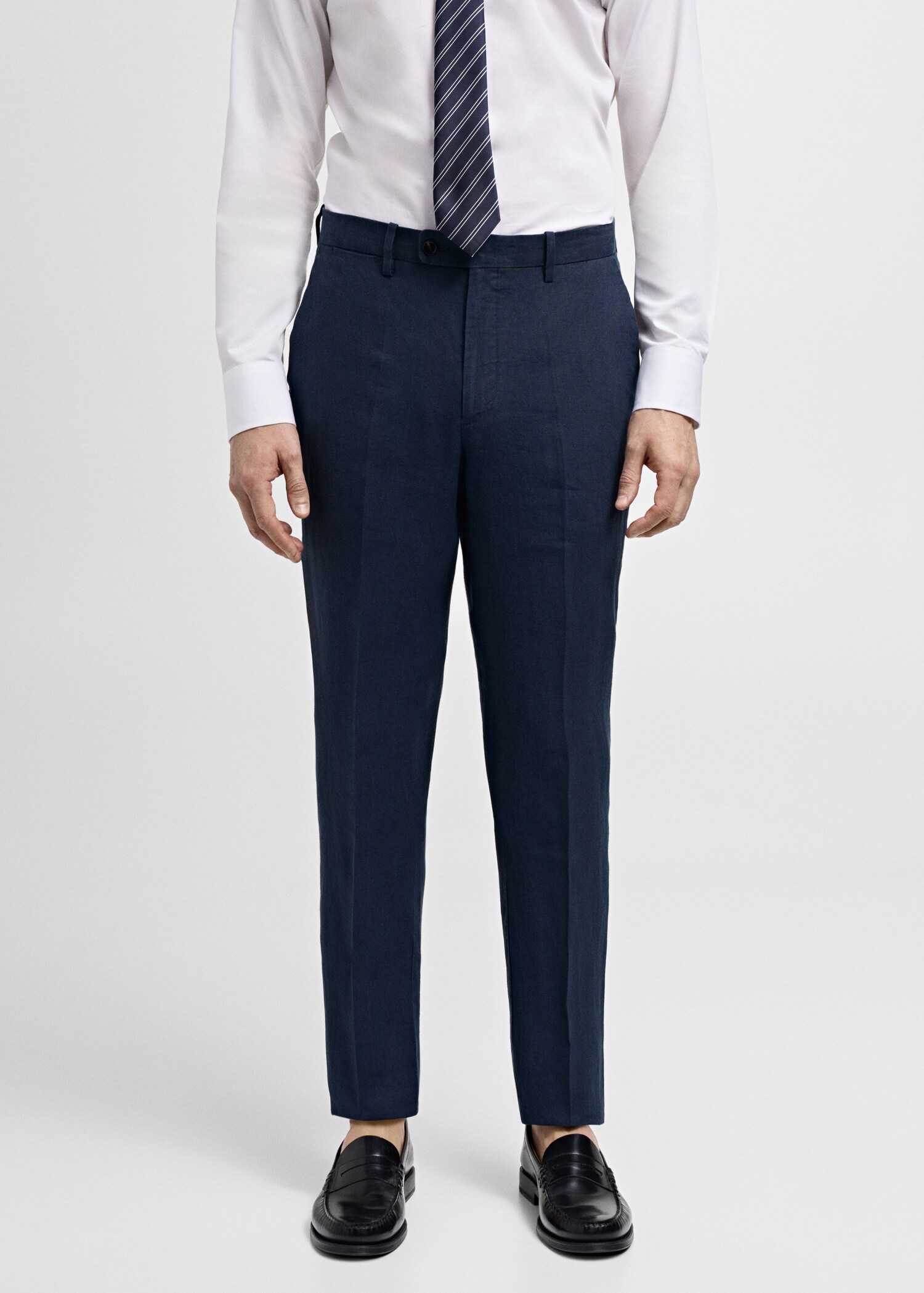 100% linen slim-fit suit trousers - Medium plane