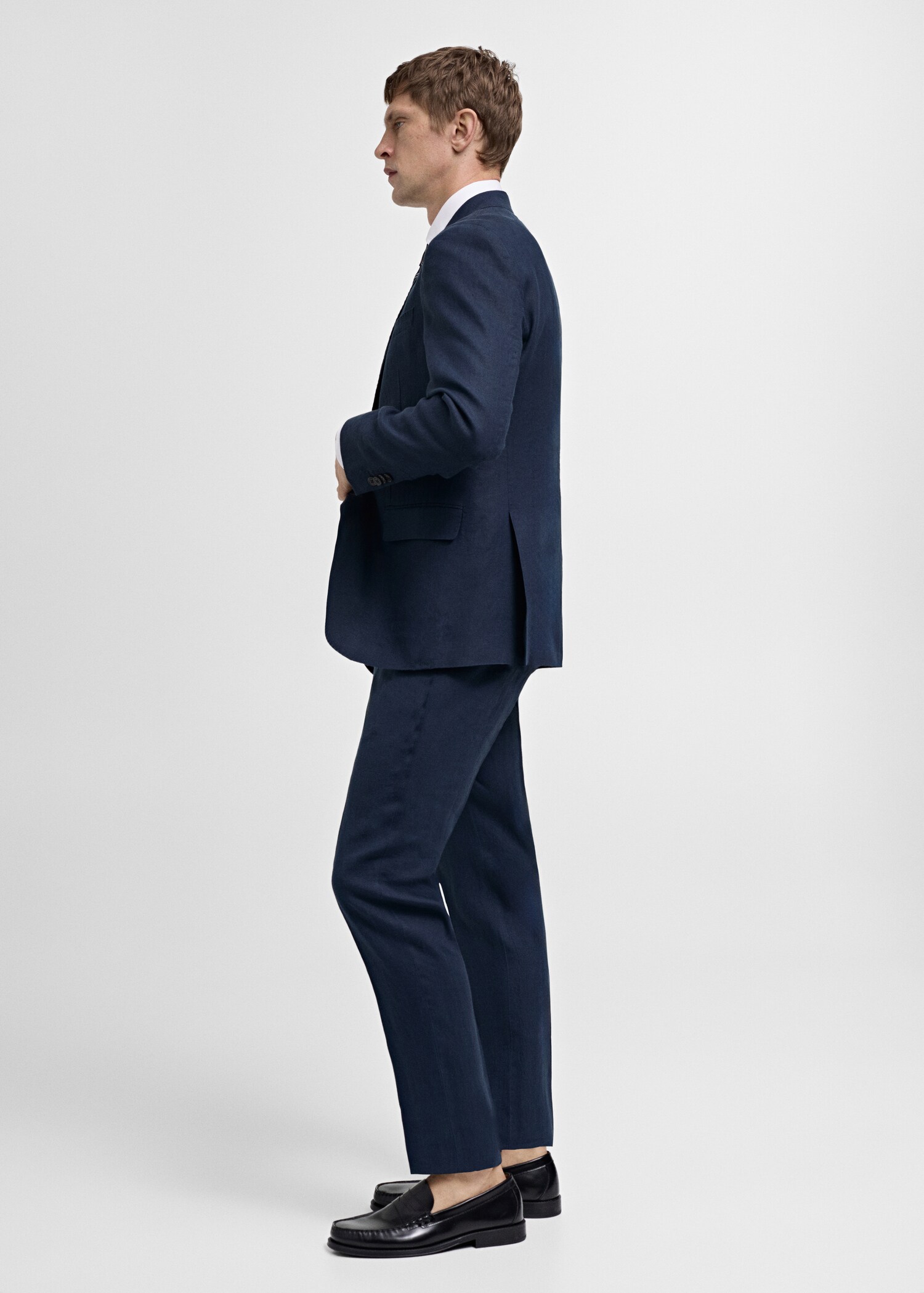 100% linen slim-fit suit trousers - Details of the article 2