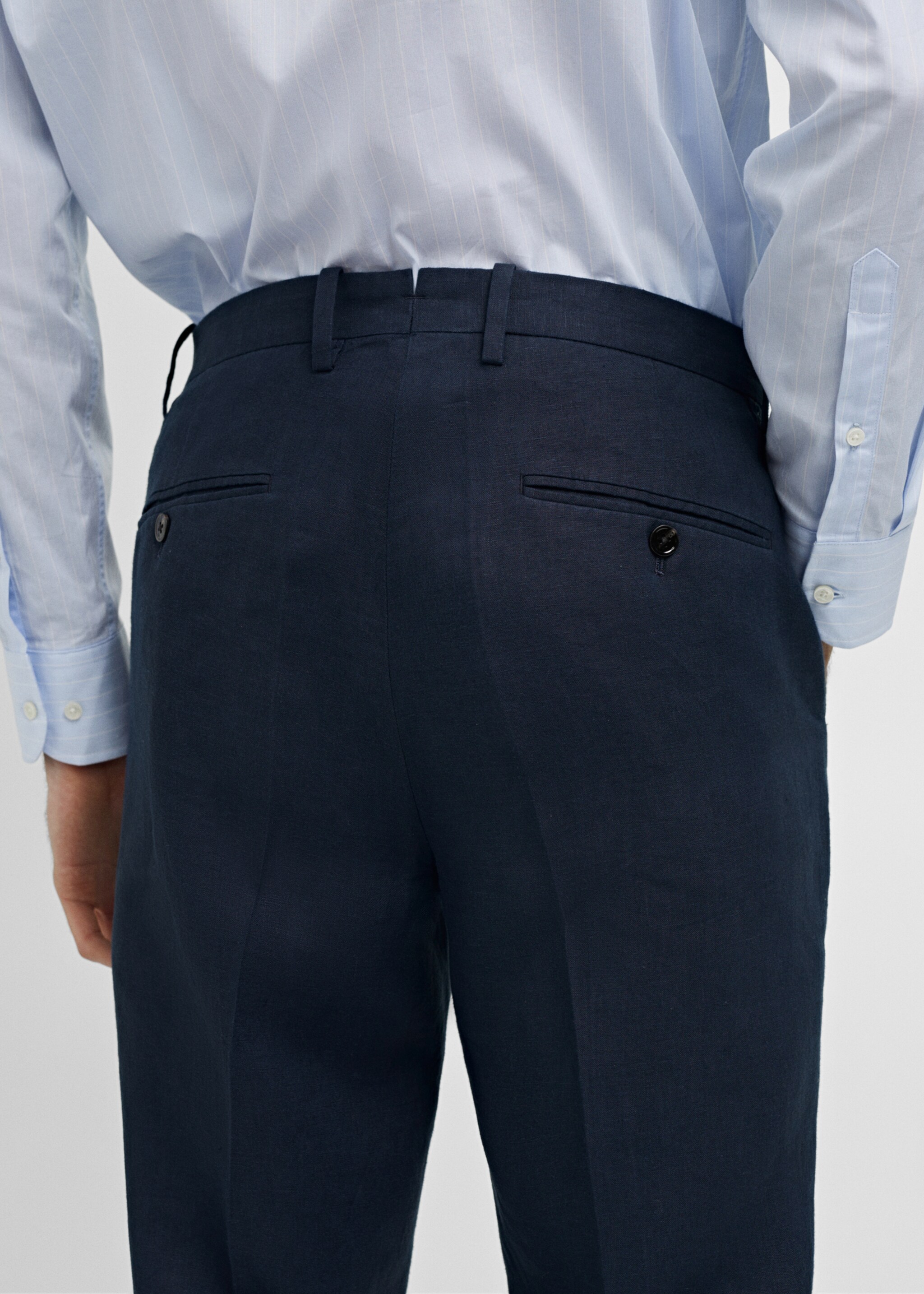 100% linen slim-fit suit trousers - Details of the article 4