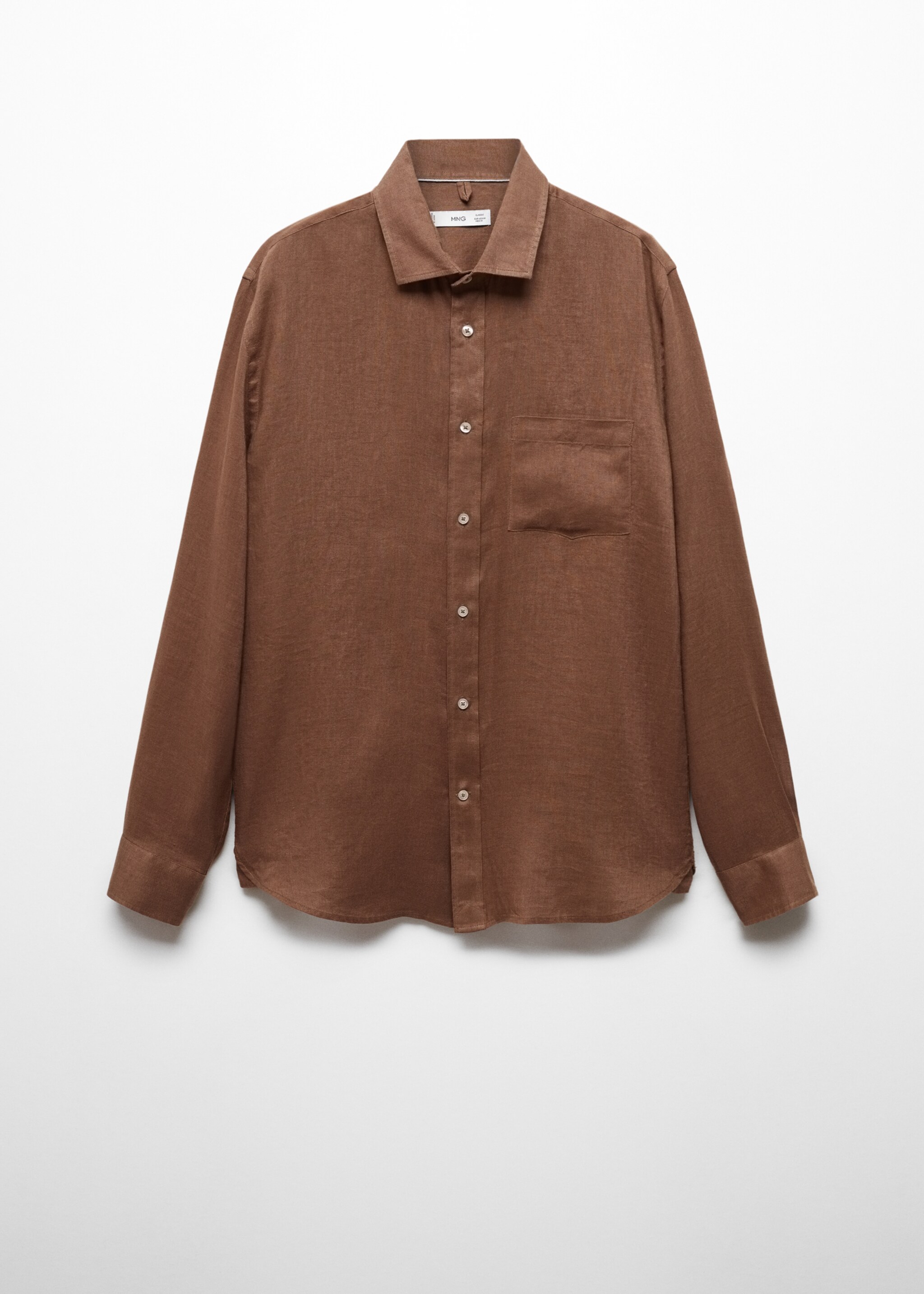 Classic fit 100% linen shirt - Article without model, Brown. Ref: 67045982-00.