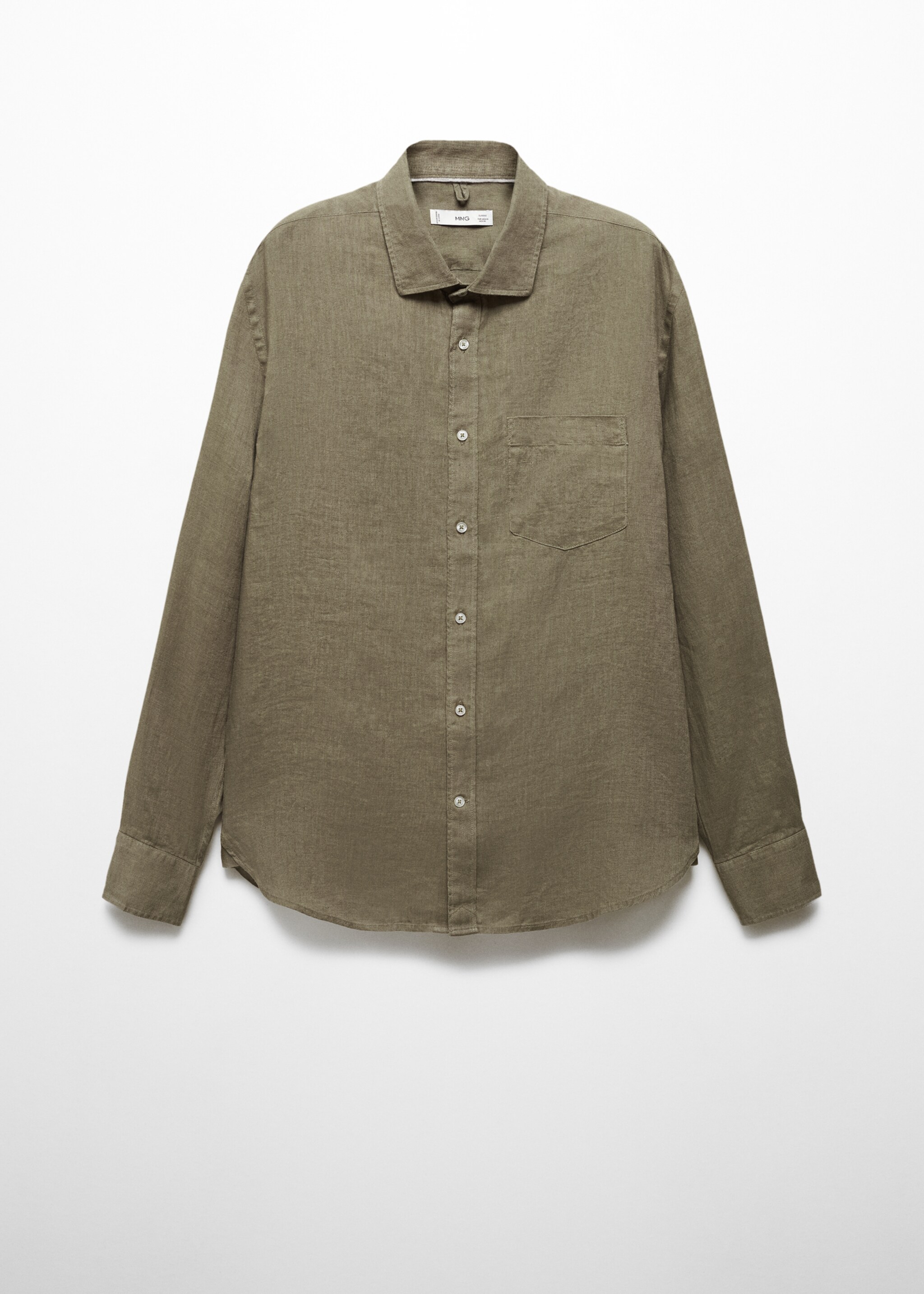 Classic fit 100% linen shirt - Article without model, Khaki. Ref: 67045982-00.