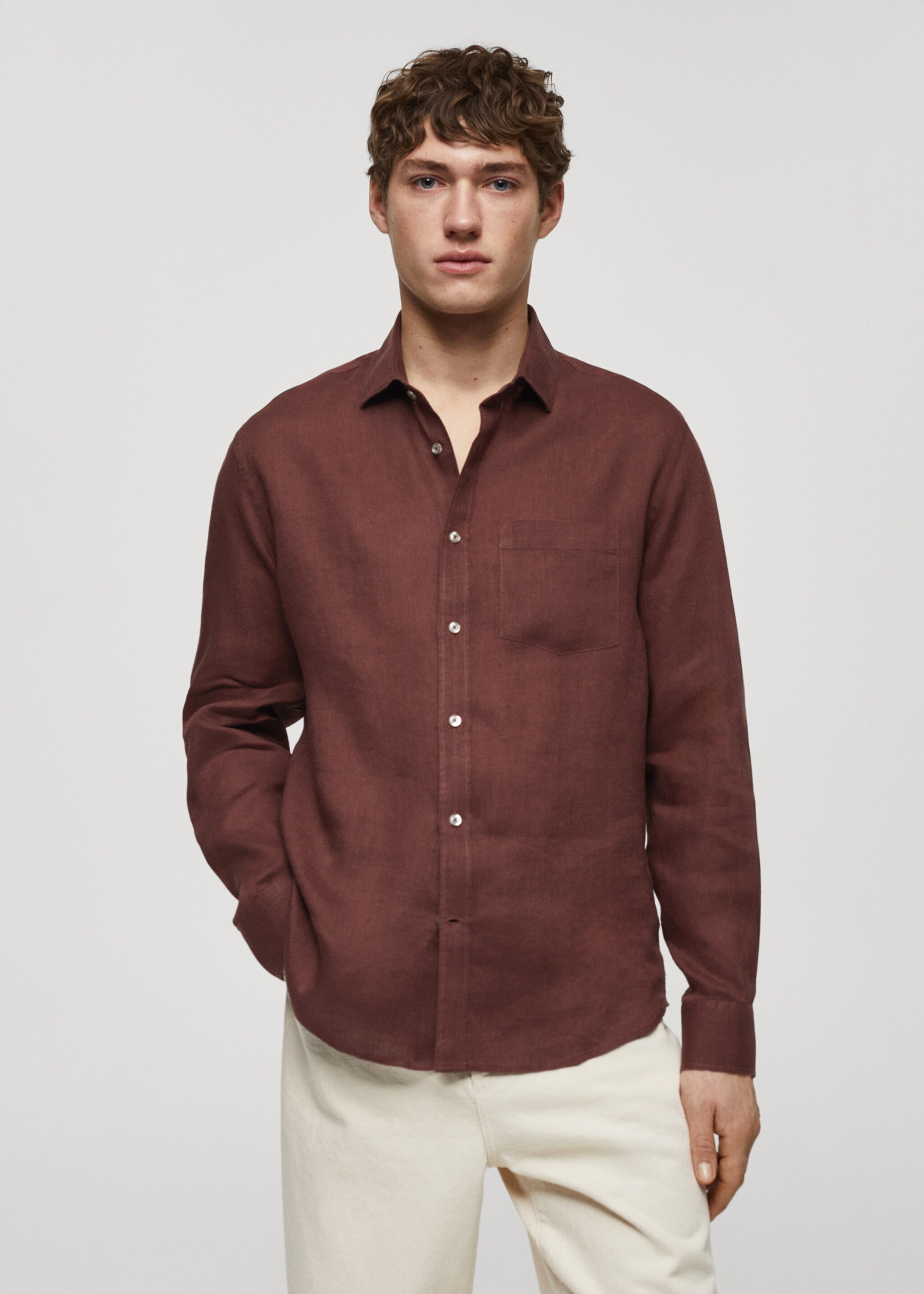 Classic fit 100% linen shirt - Medium plane