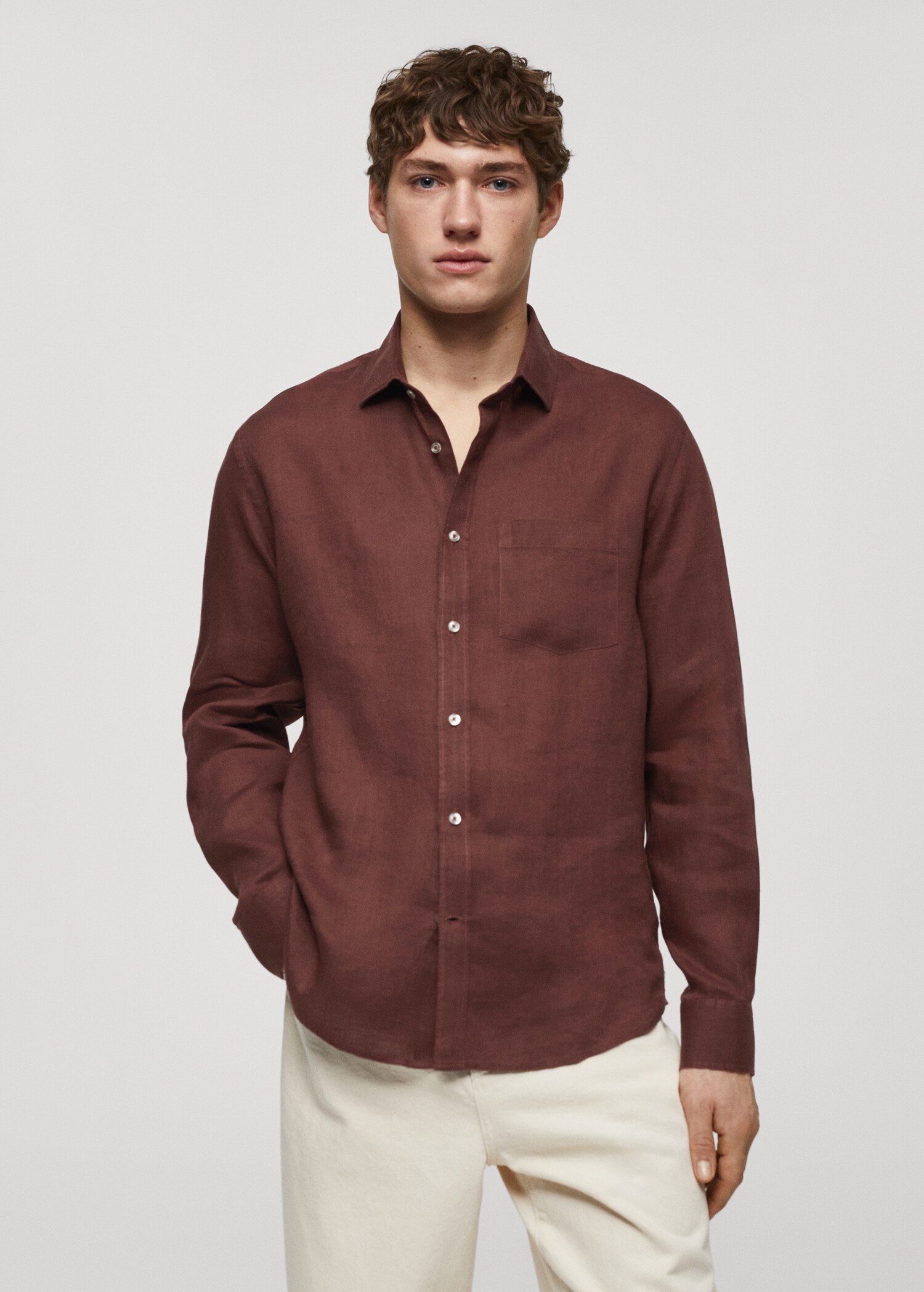 Camisa classic fit 100% lino - Plano medio