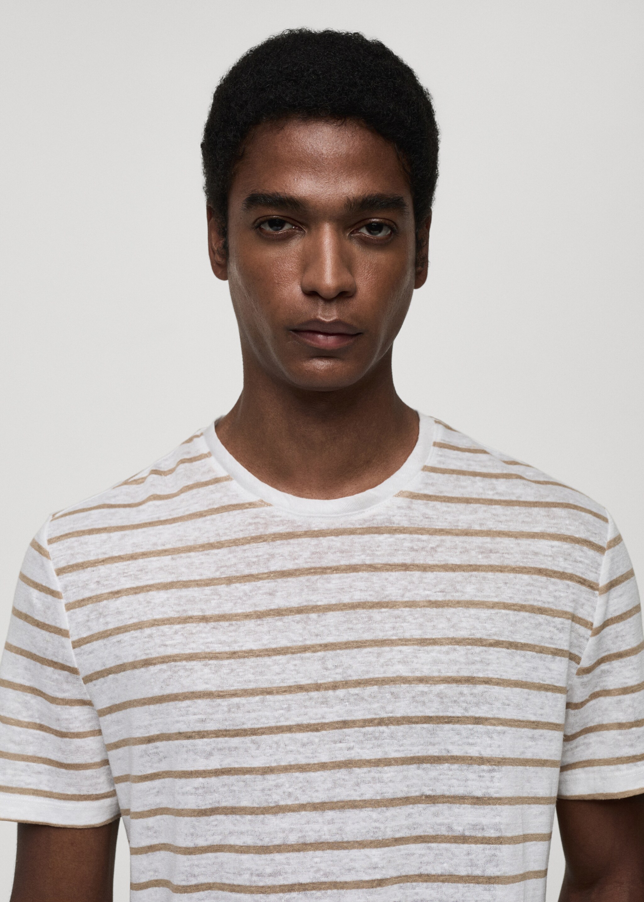 100% linen striped t-shirt - Details of the article 1