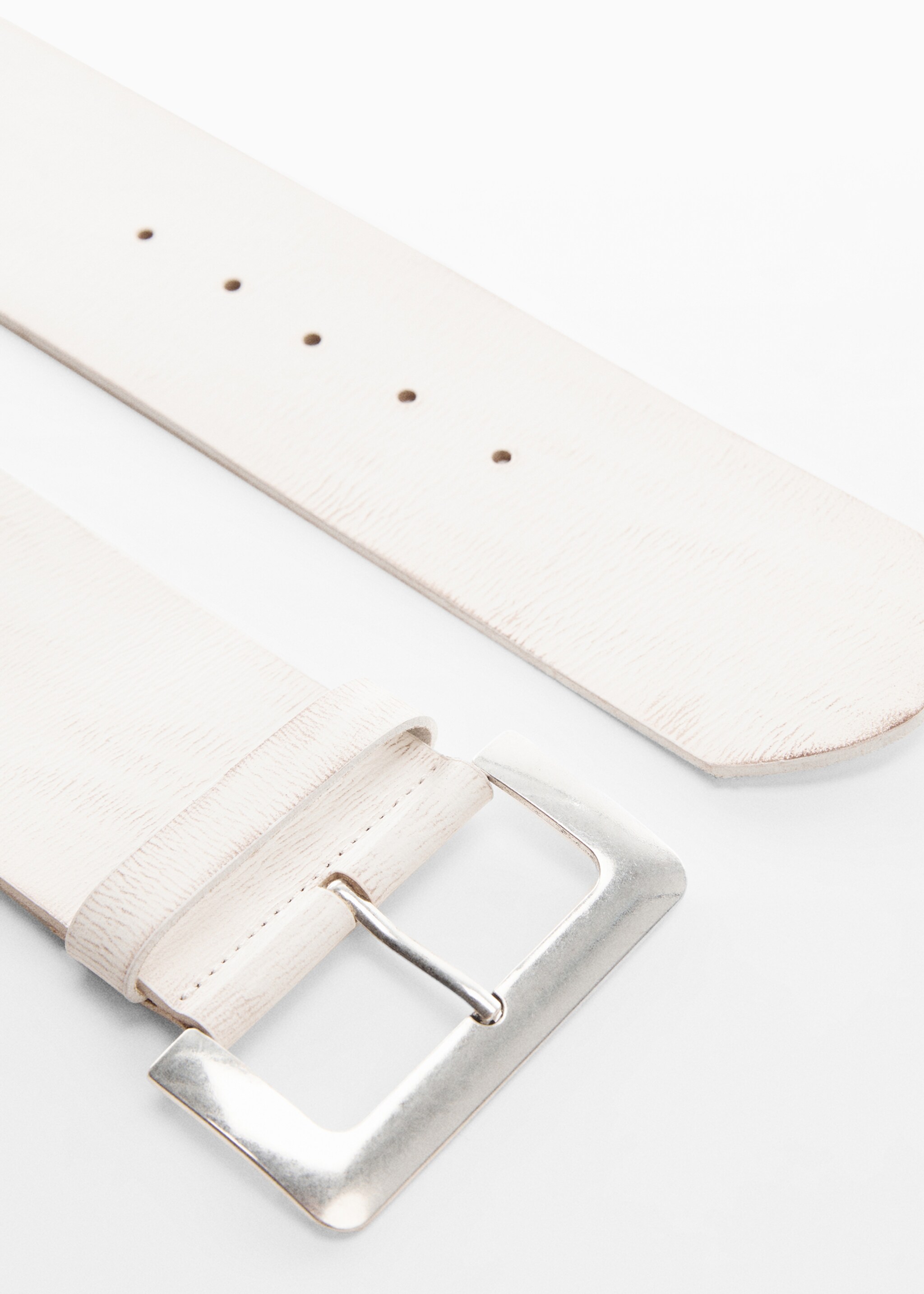Wide leather belt - Medium plane, White. Ref: 67045991-00.