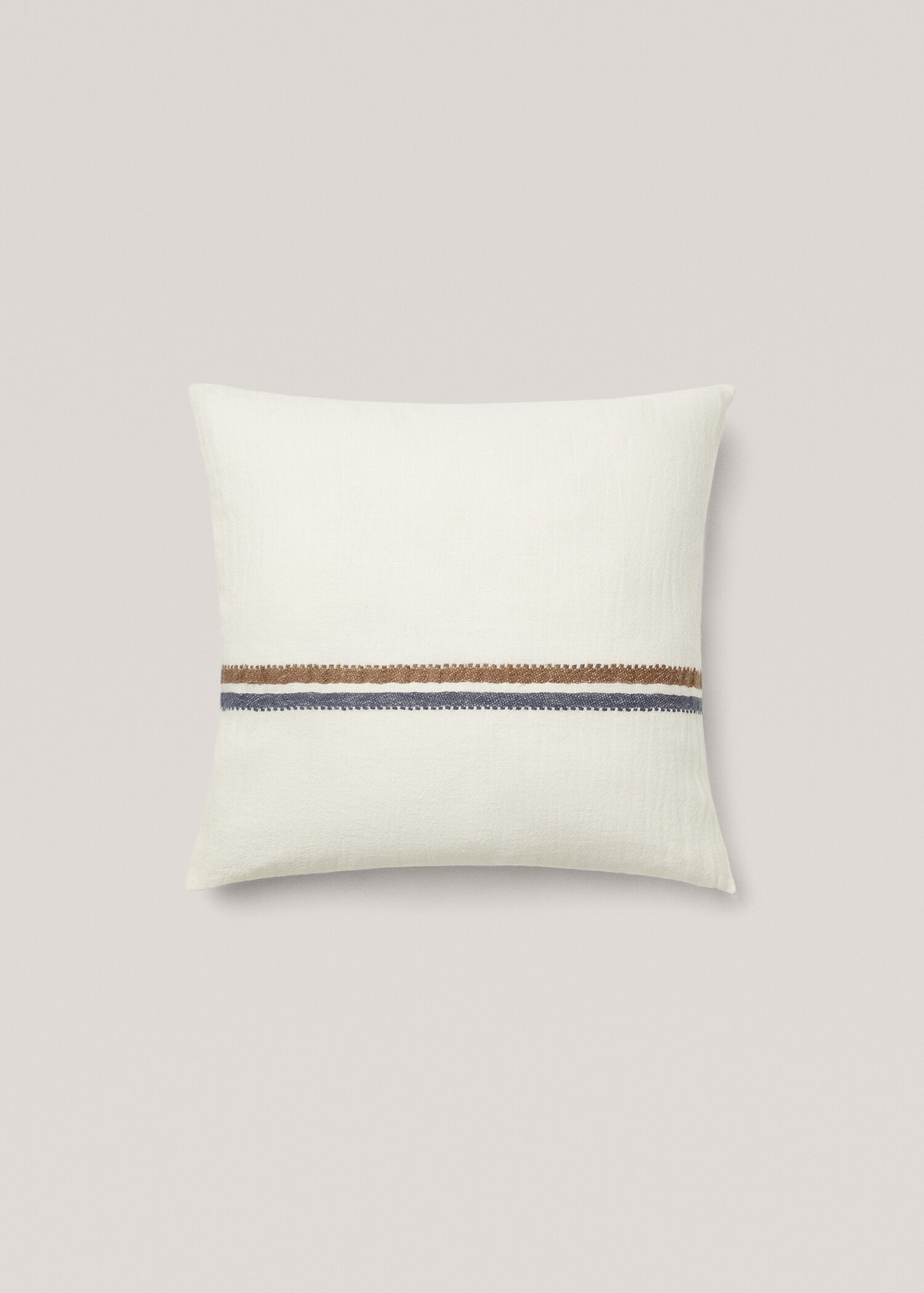 Linen cushion case with embroidered stripe 50x50cm - Article without model
