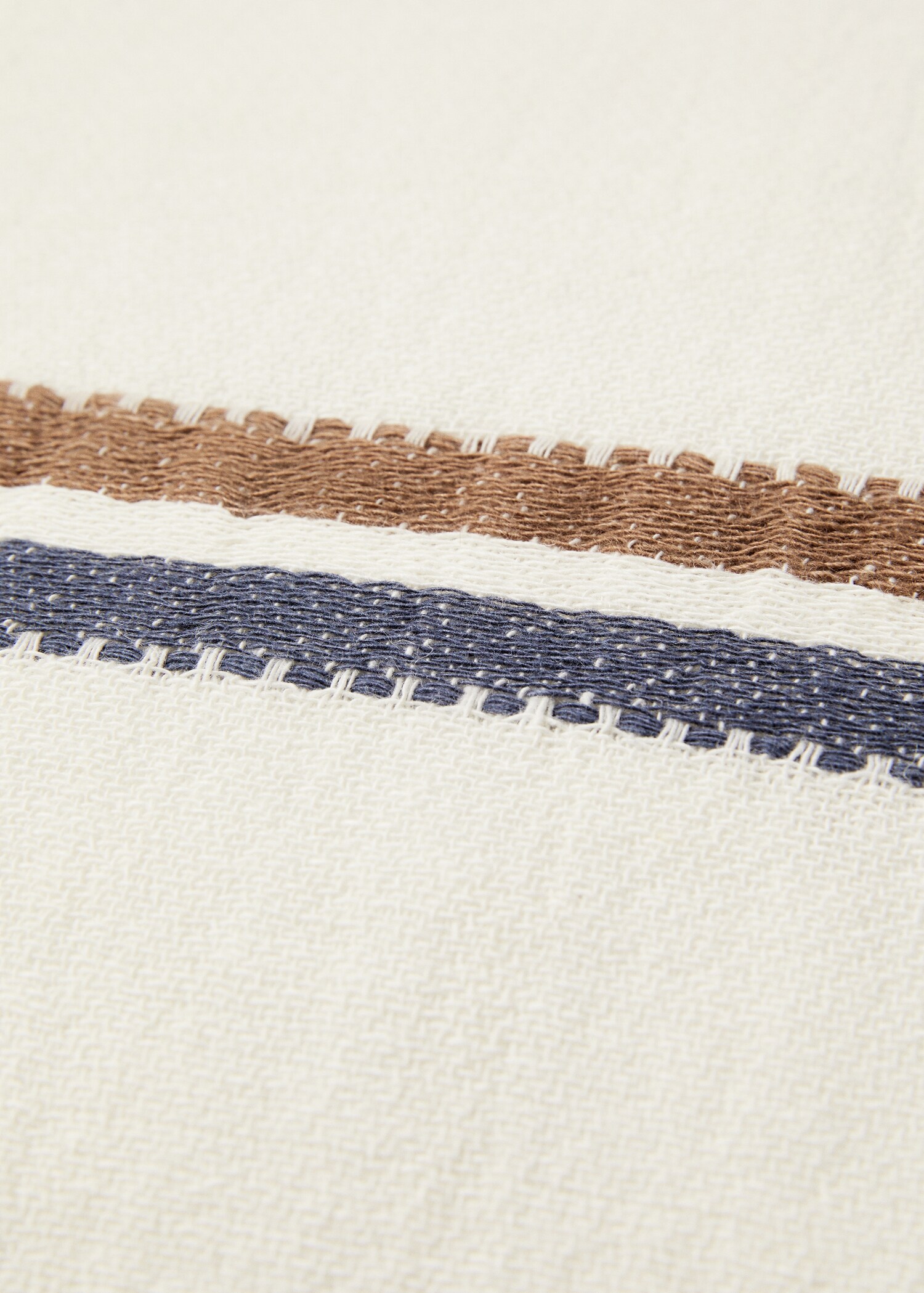 Linen cushion case with embroidered stripe 50x50cm - Details of the article 1
