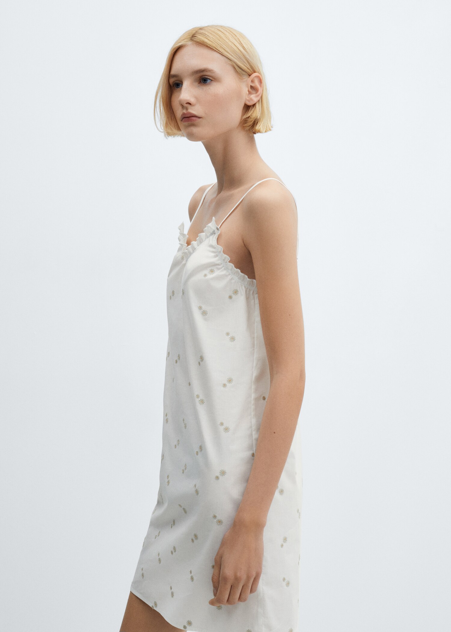 Camicia da notte cotone ricamo floreale - Piano medio